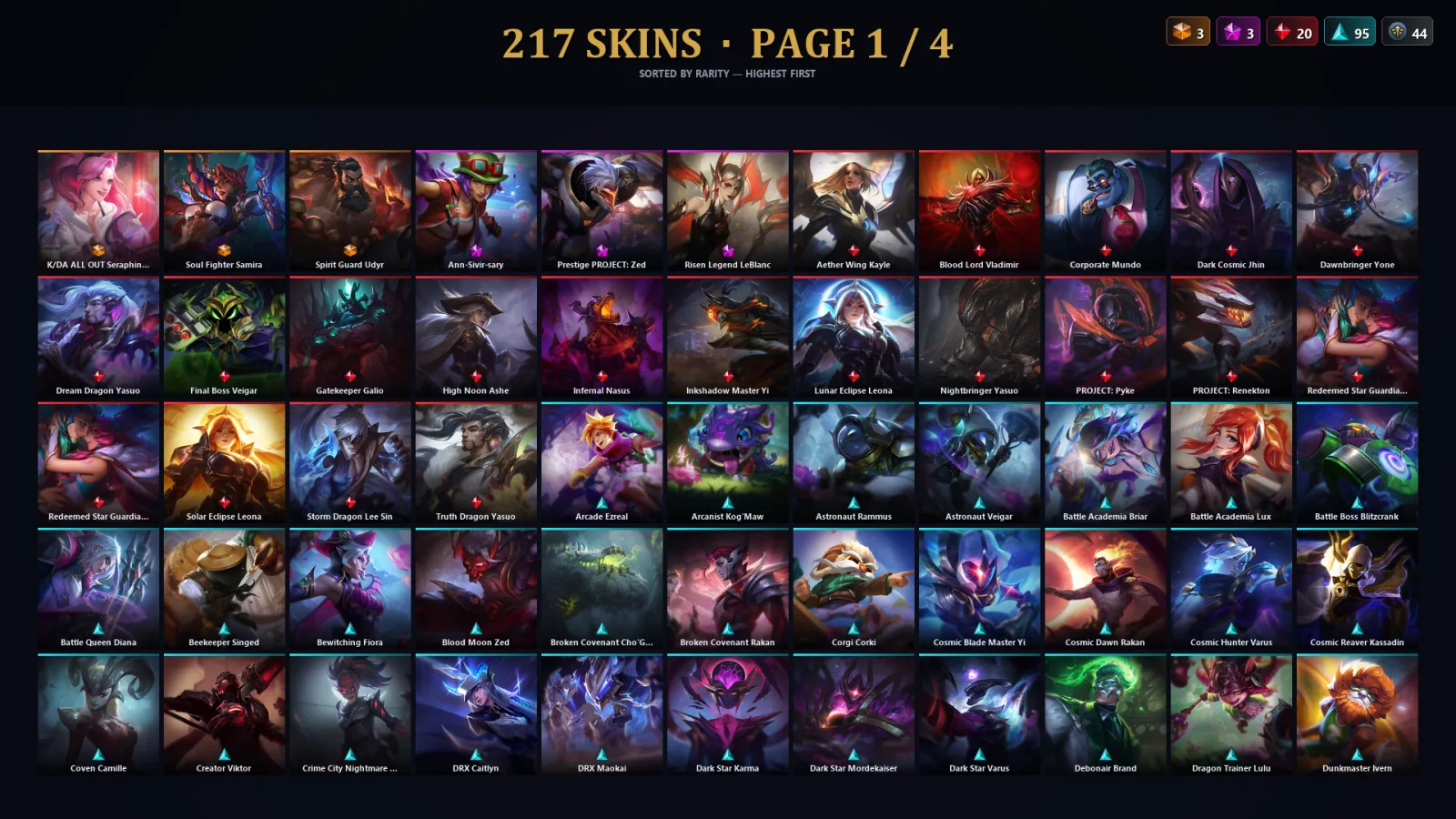 [LoL] | EUW | Level 343 | 173 Champions | 185 Skins | 66,685 BE