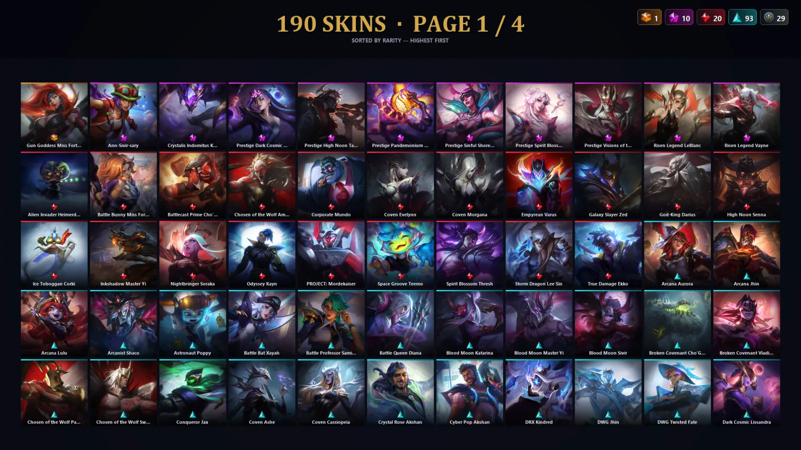 [LoL] | TR | Level 248 | Diamond II | 173 Champions | 190 Skins | 134,435 BE