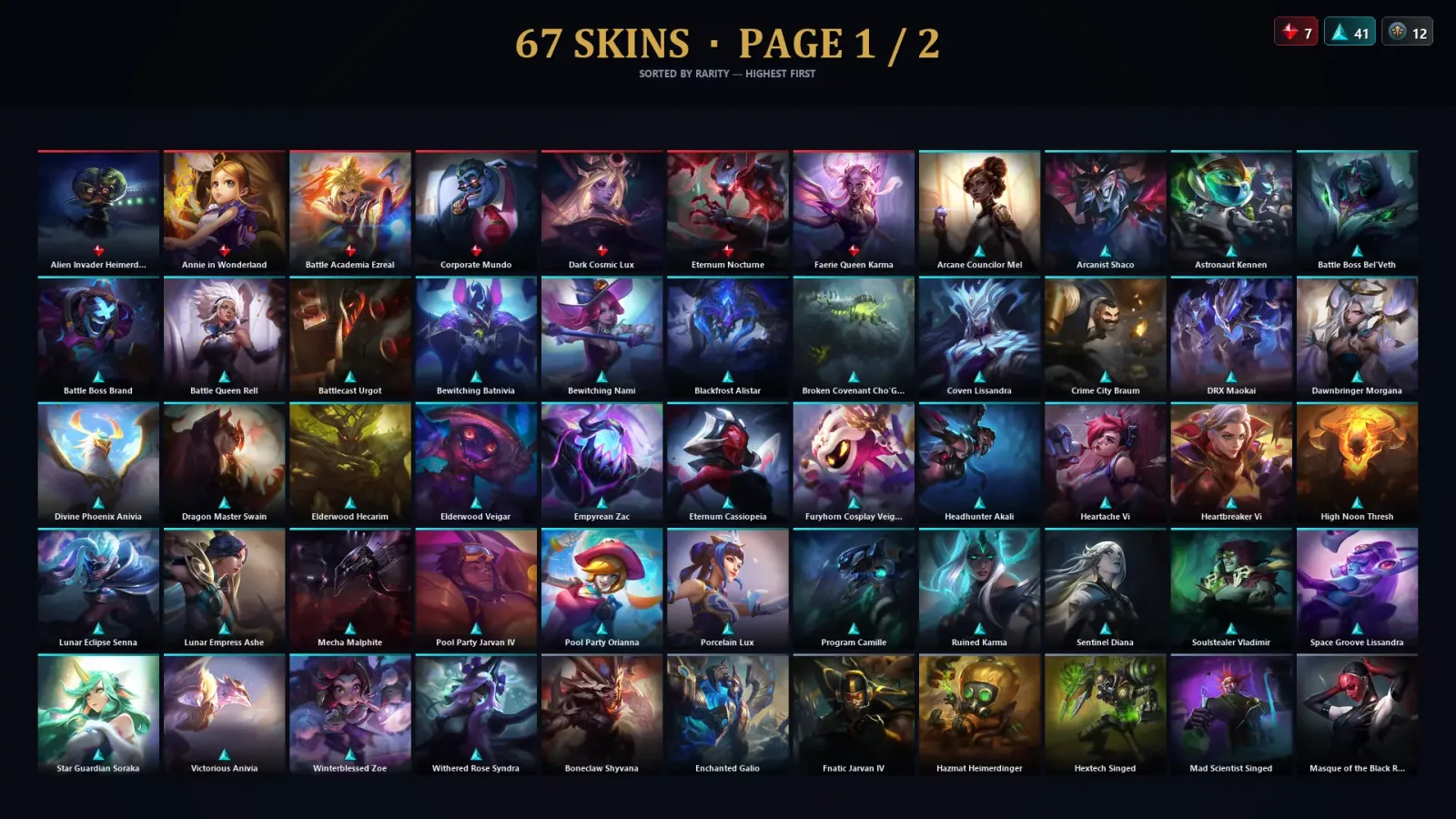 [LoL] | TR | Level 151 | Diamond IV | 173 Champions | 67 Skins | 17,603 BE