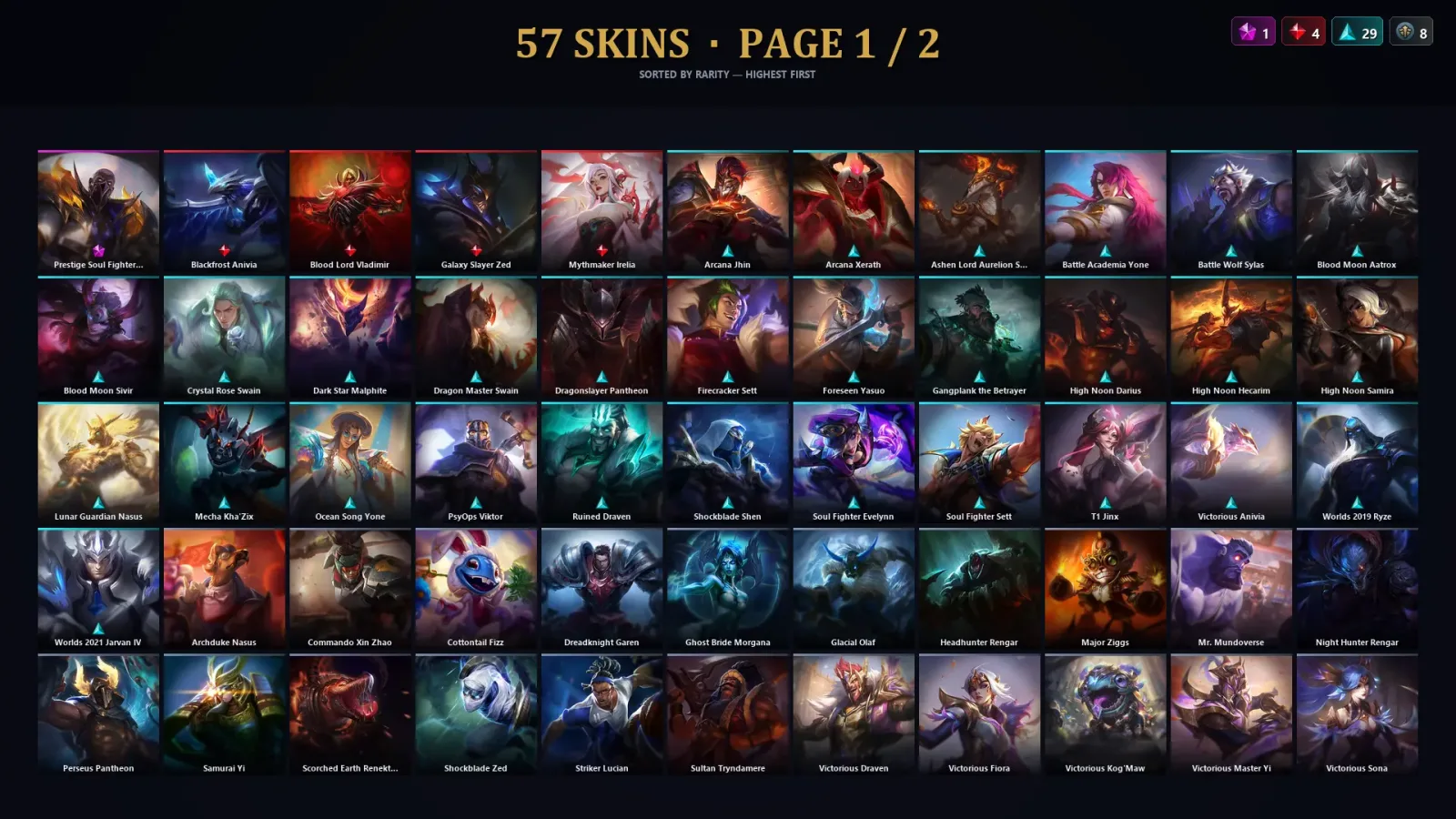 [LoL] | TR | Level 154 | Emerald II | 119 Champions | 57 Skins | 46,804 BE — LoL account