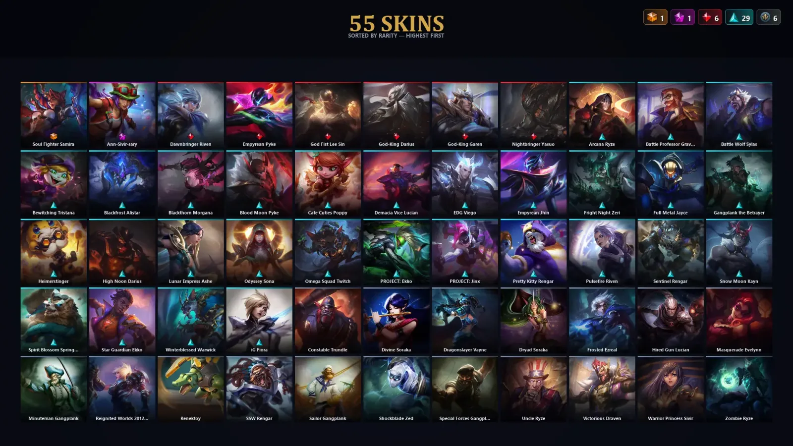 [LoL] | TR | Level 59 | Bronze II | 75 Champions | 55 Skins