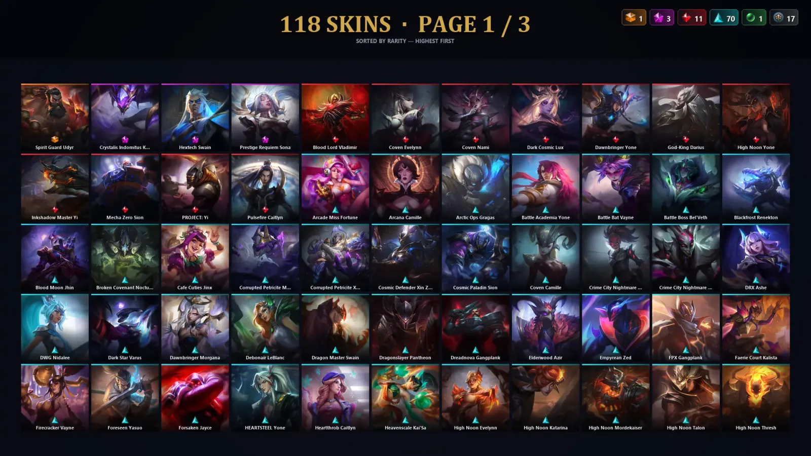 [LoL] | TR | Level 251 | Platinum IV | 164 Champions | 118 Skins | 23,841 BE