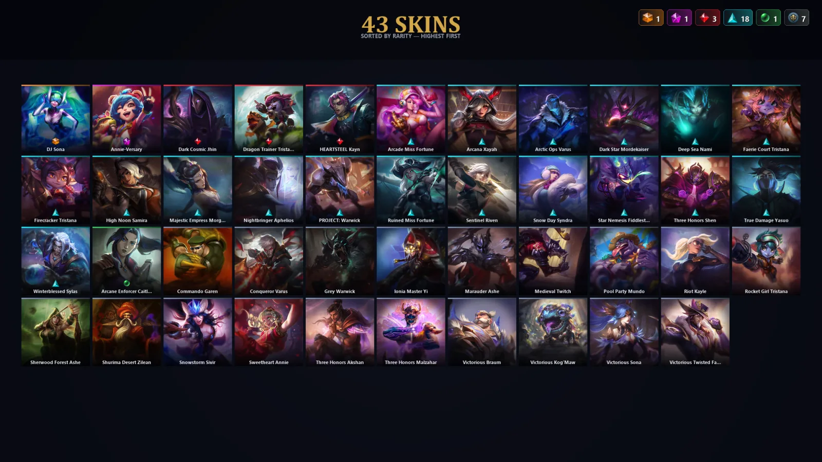 [LoL] | TR | Level 79 | Diamond IV | 96 Champions | 43 Skins | 22,756 BE