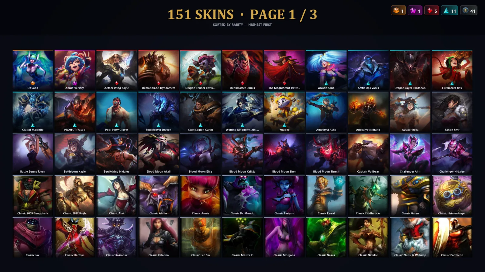 [LoL] | EUW | Level 43 | Bronze IV | 75 Champions | 151 Skins