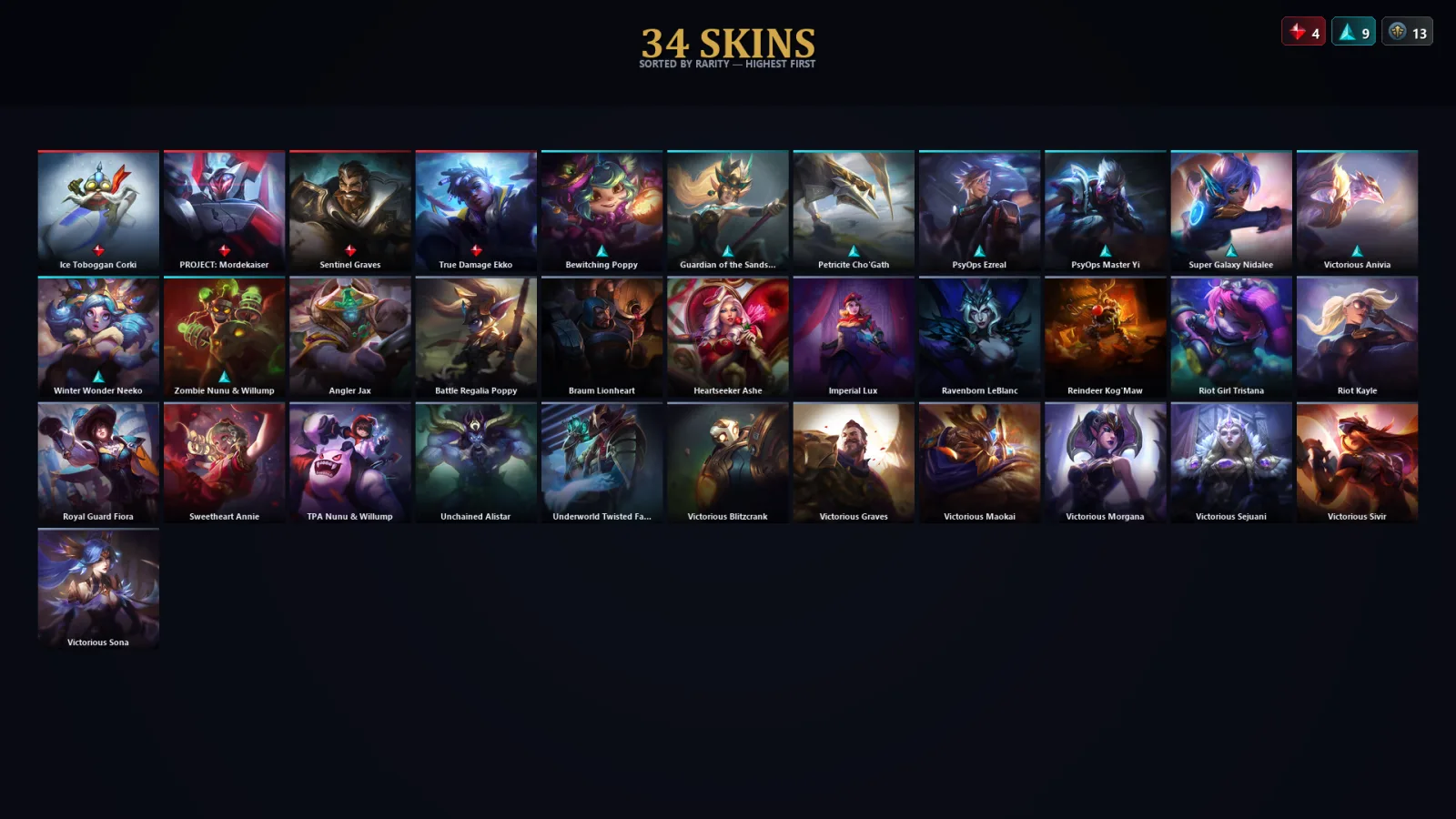 [LoL] | TR | Level 95 | Emerald IV | 85 Champions | 34 Skins