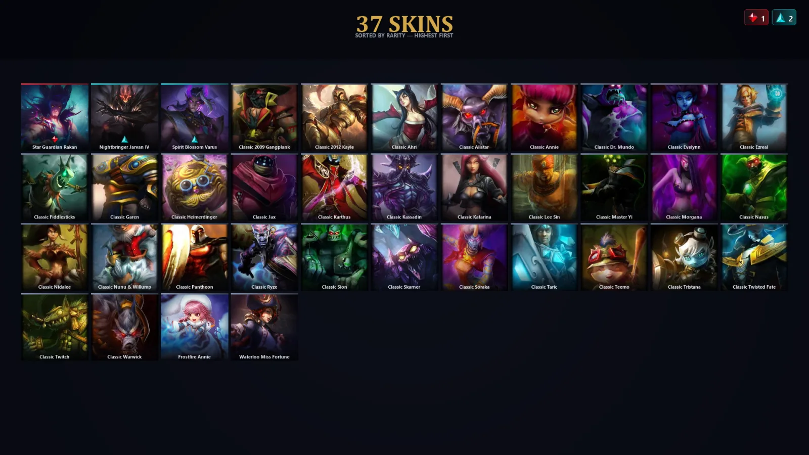 [LoL] | EUW | Level 30 | 21 Champions | 37 Skins | 60,221 BE