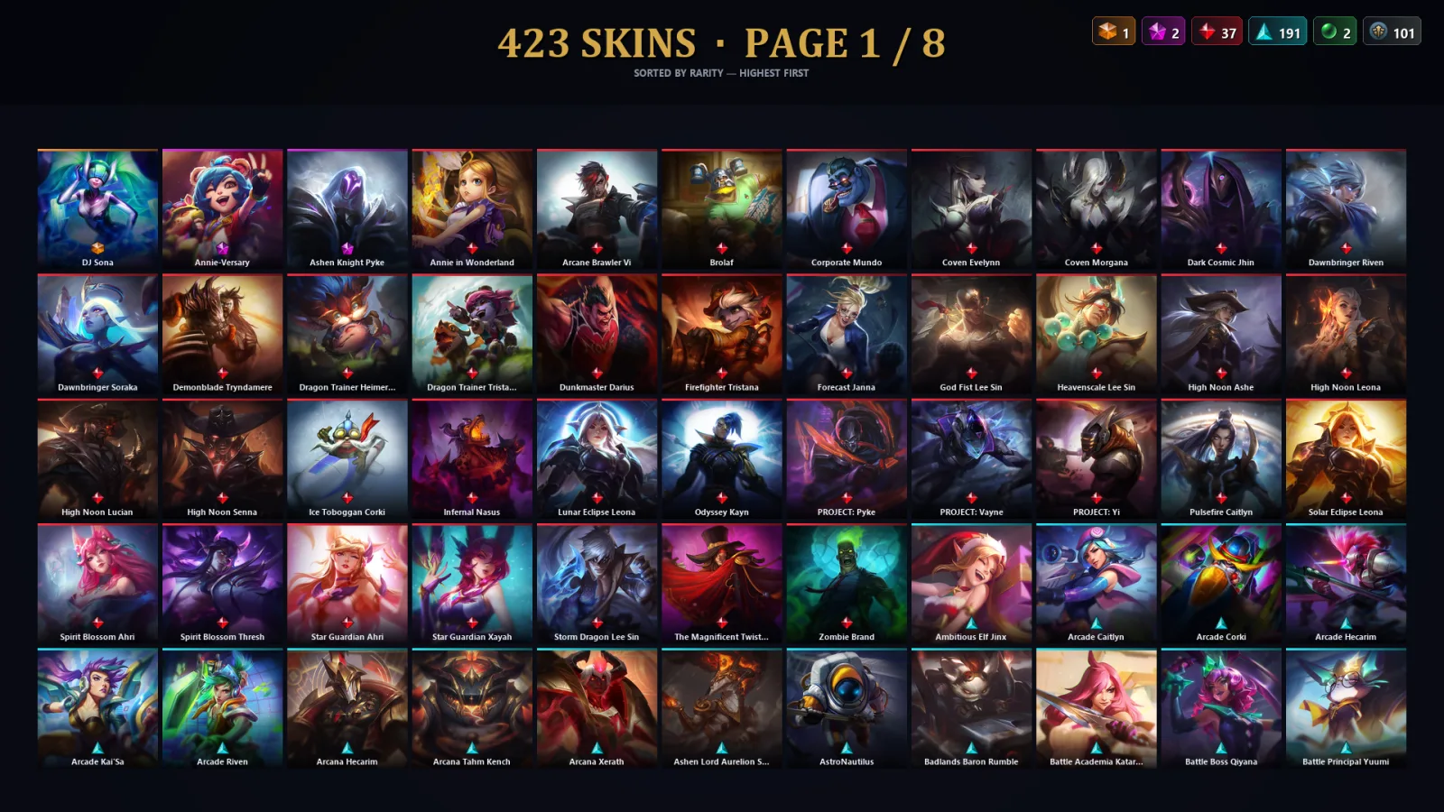 [LoL] | NA | Level 30 | 173 Champions | 423 Skins | 44,790 BE