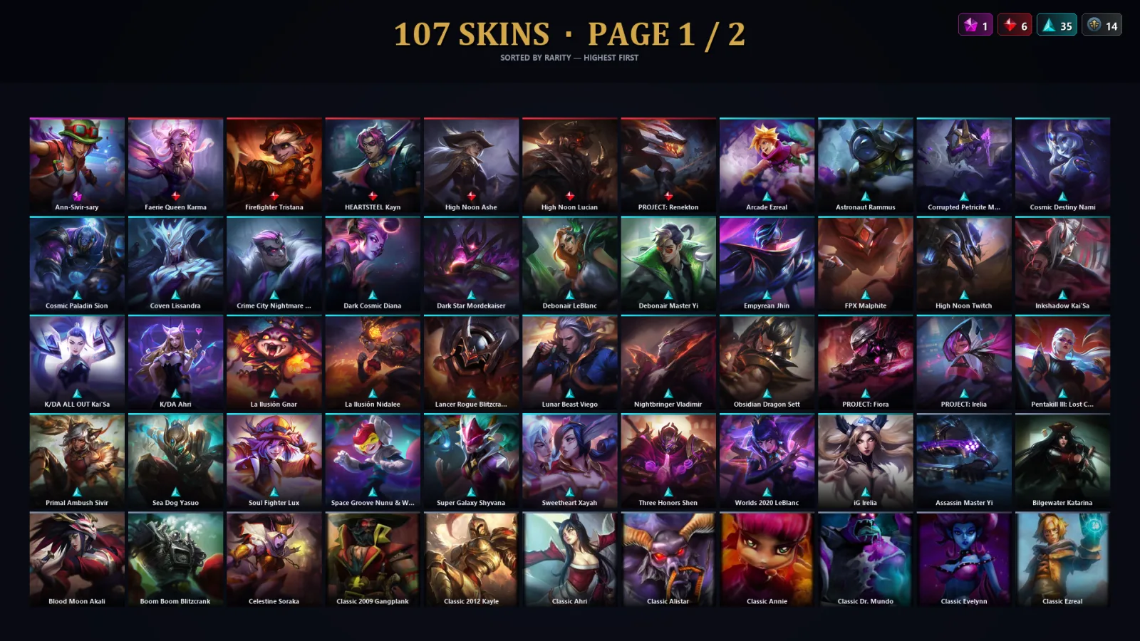 [LoL] | TR | Level 198 | Platinum II | 157 Champions | 107 Skins | 136,059 BE