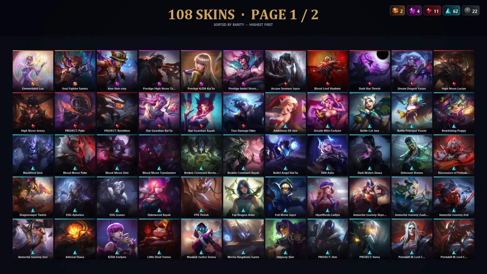 [LoL] | EUW | Level 148 | Emerald II | 116 Champions | 108 Skins