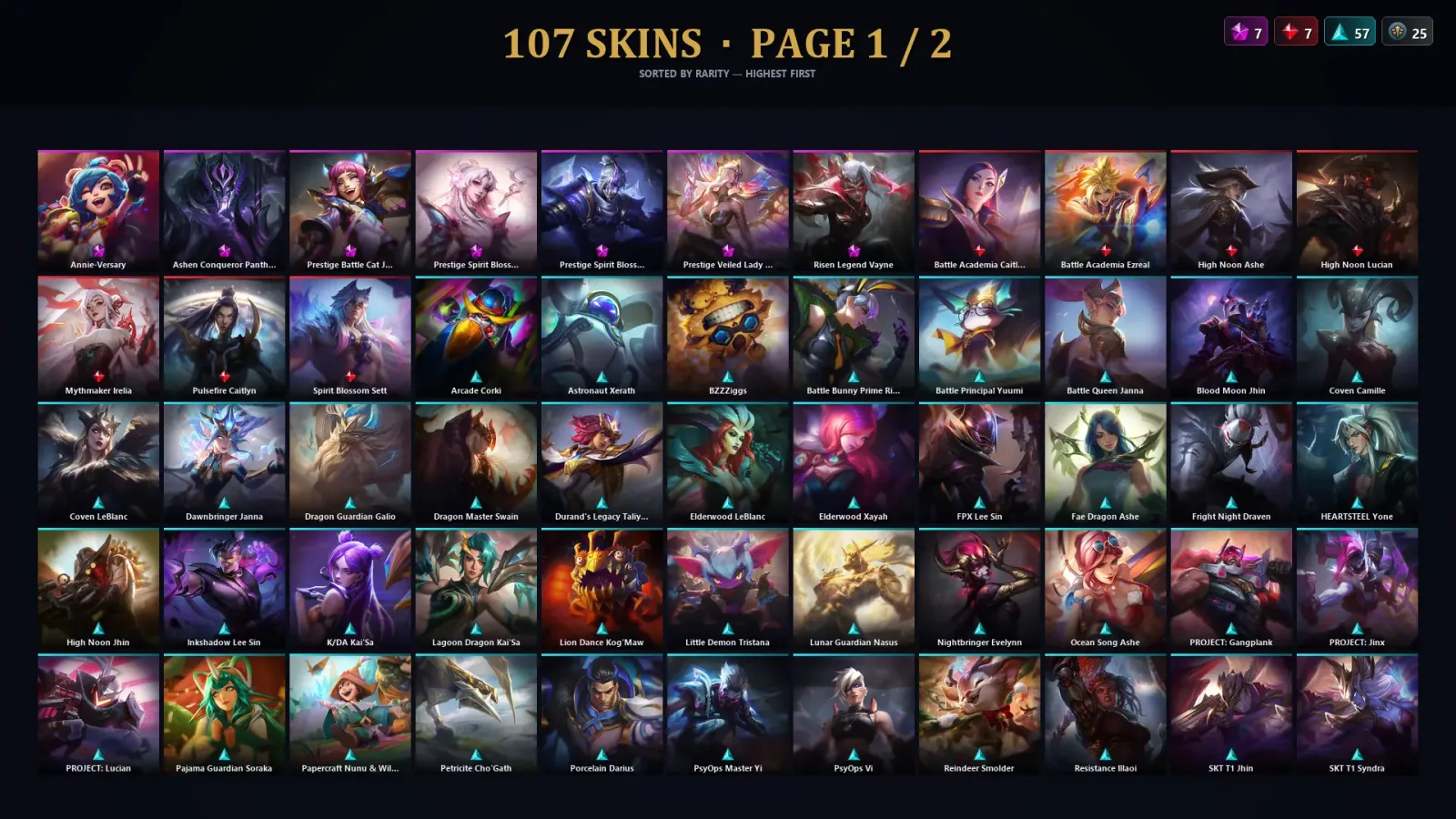 [LoL] | EUW | Level 179 | Platinum I | 158 Champions | 107 Skins | 23,631 BE — LoL account
