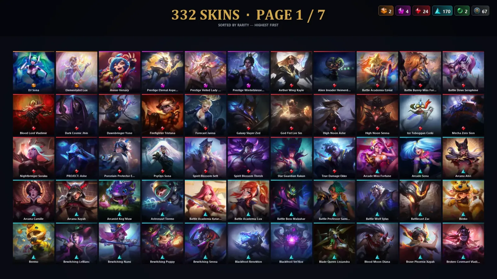 [LoL] | TR | Level 500 | Diamond II | 172 Champions | 332 Skins | 71,036 BE — LoL account
