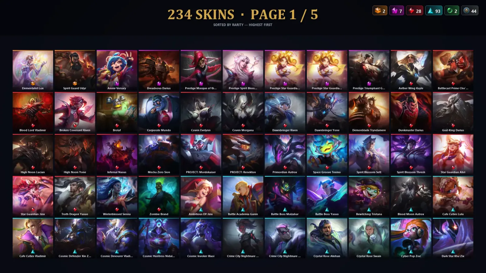 [LoL] | TR | Level 411 | 163 Champions | 234 Skins | 56,956 BE — LoL account