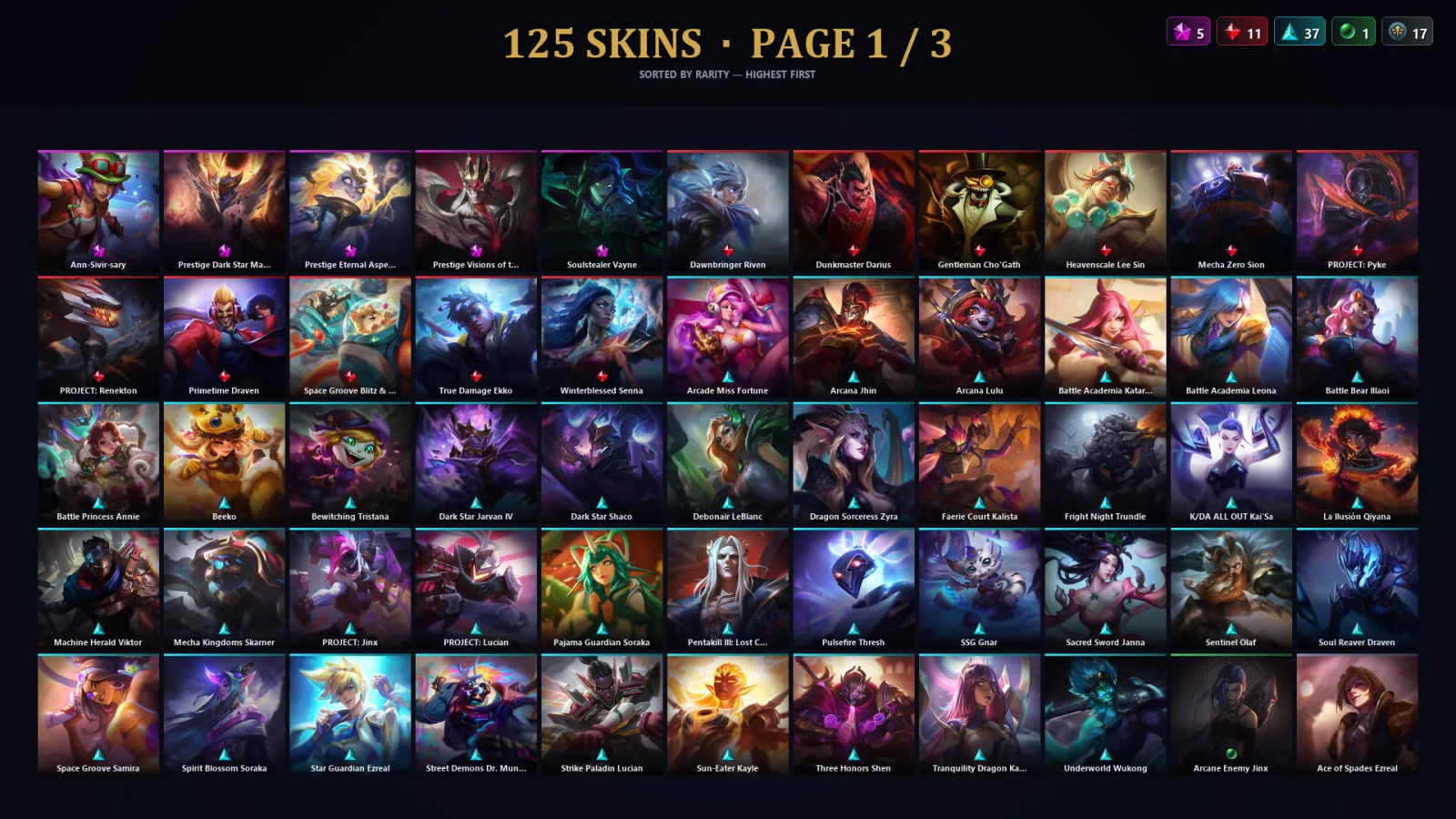 [LoL] | TR | Level 30 | Diamond I | 173 Champions | 125 Skins | 43,275 BE