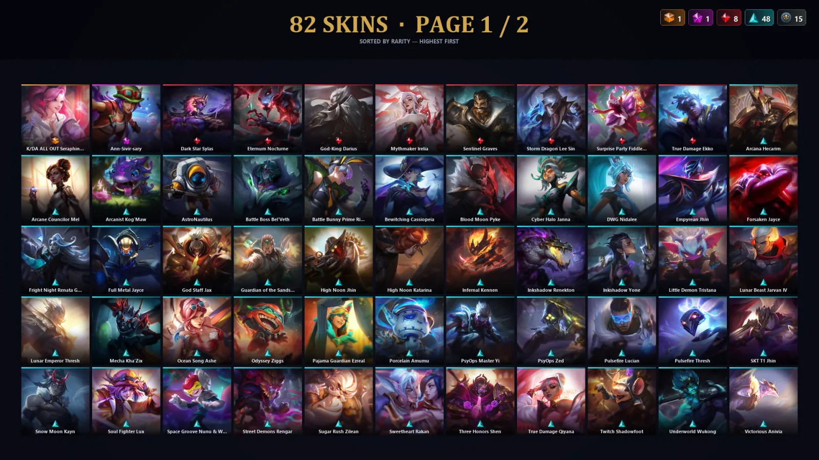 [LoL] | TR | Level 30 | Grandmaster | 173 Champions | 82 Skins | 53,008 BE