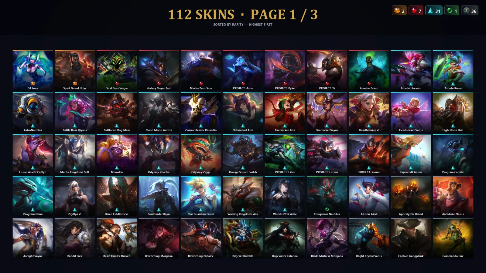 [LoL] | TR | Level 319 | 159 Champions | 112 Skins | 12,454 BE