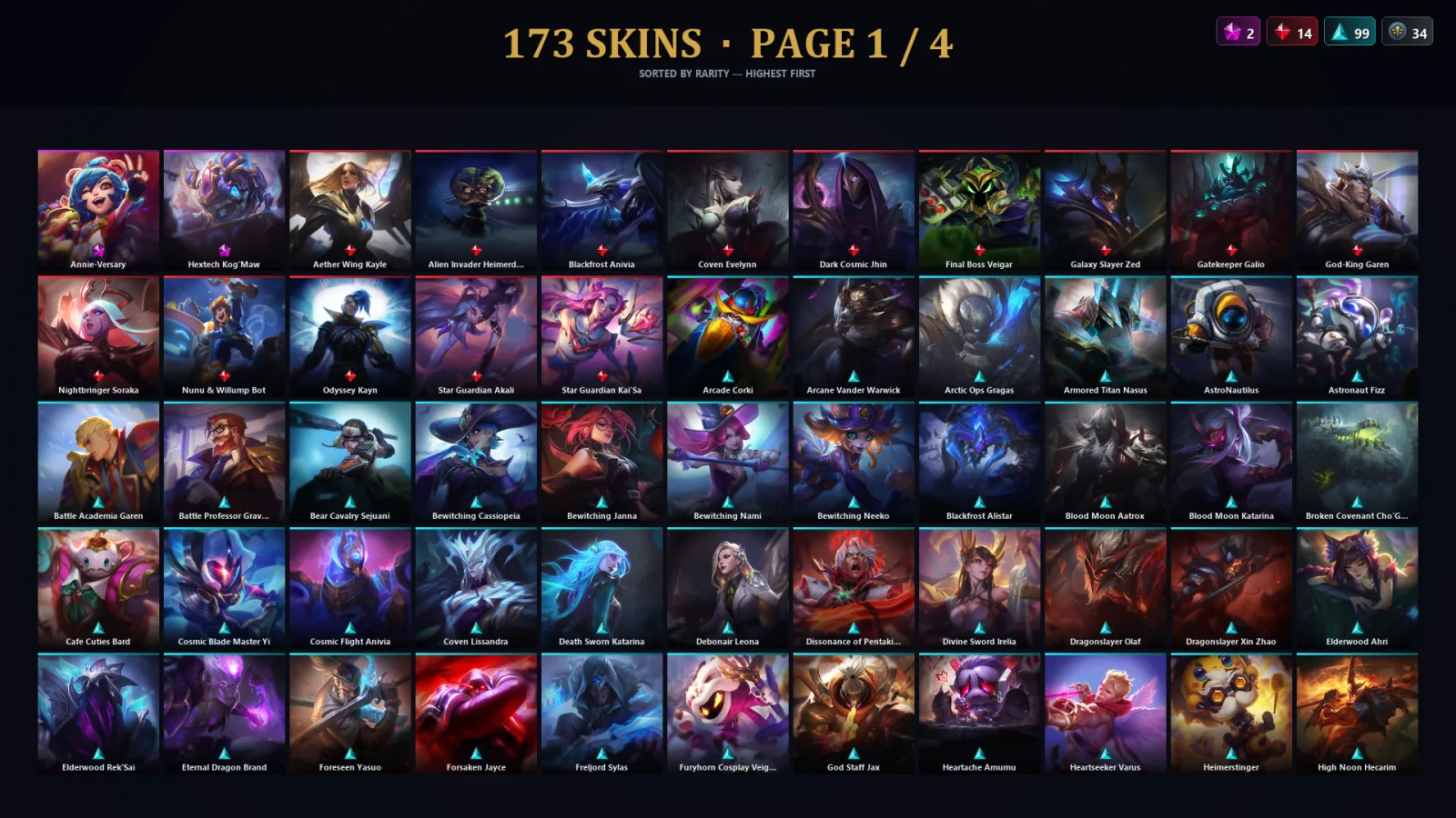 [LoL] | TR | Level 455 | 172 Champions | 173 Skins | 76,821 BE