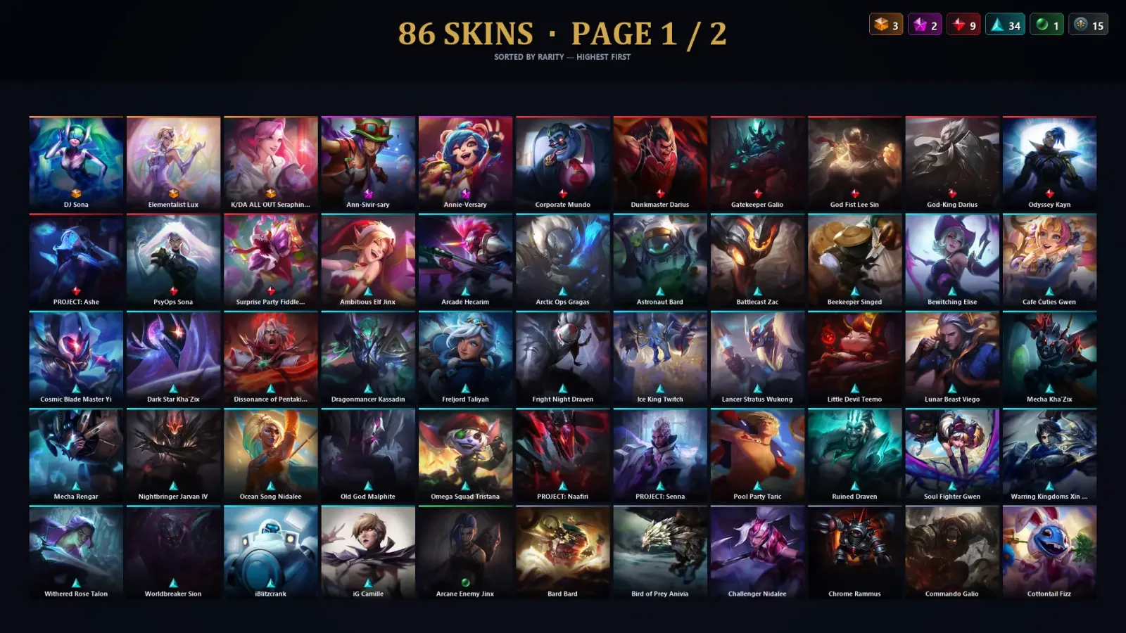 [LoL] | TR | Level 198 | Emerald I | 117 Champions | 86 Skins — LoL account
