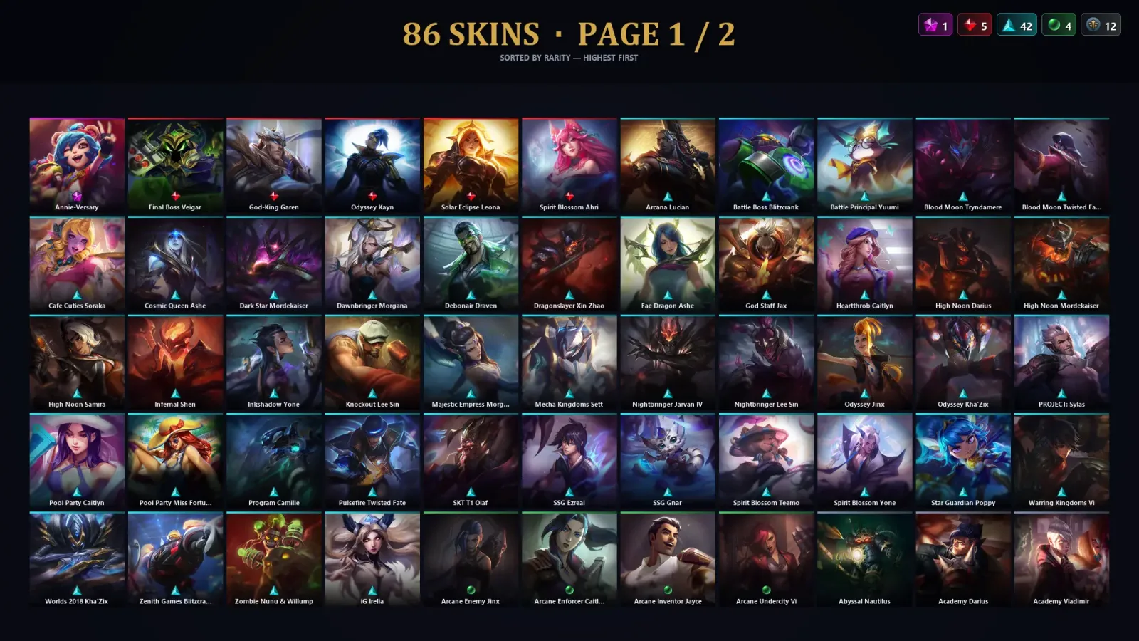 [LoL] | TR | Level 216 | 101 Champions | 86 Skins | 12,604 BE — LoL account