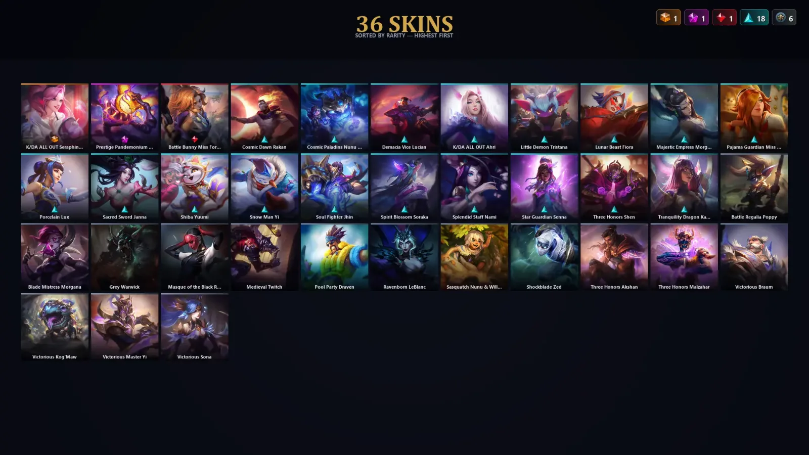 [LoL] | TR | Level 30 | Master | 69 Champions | 36 Skins