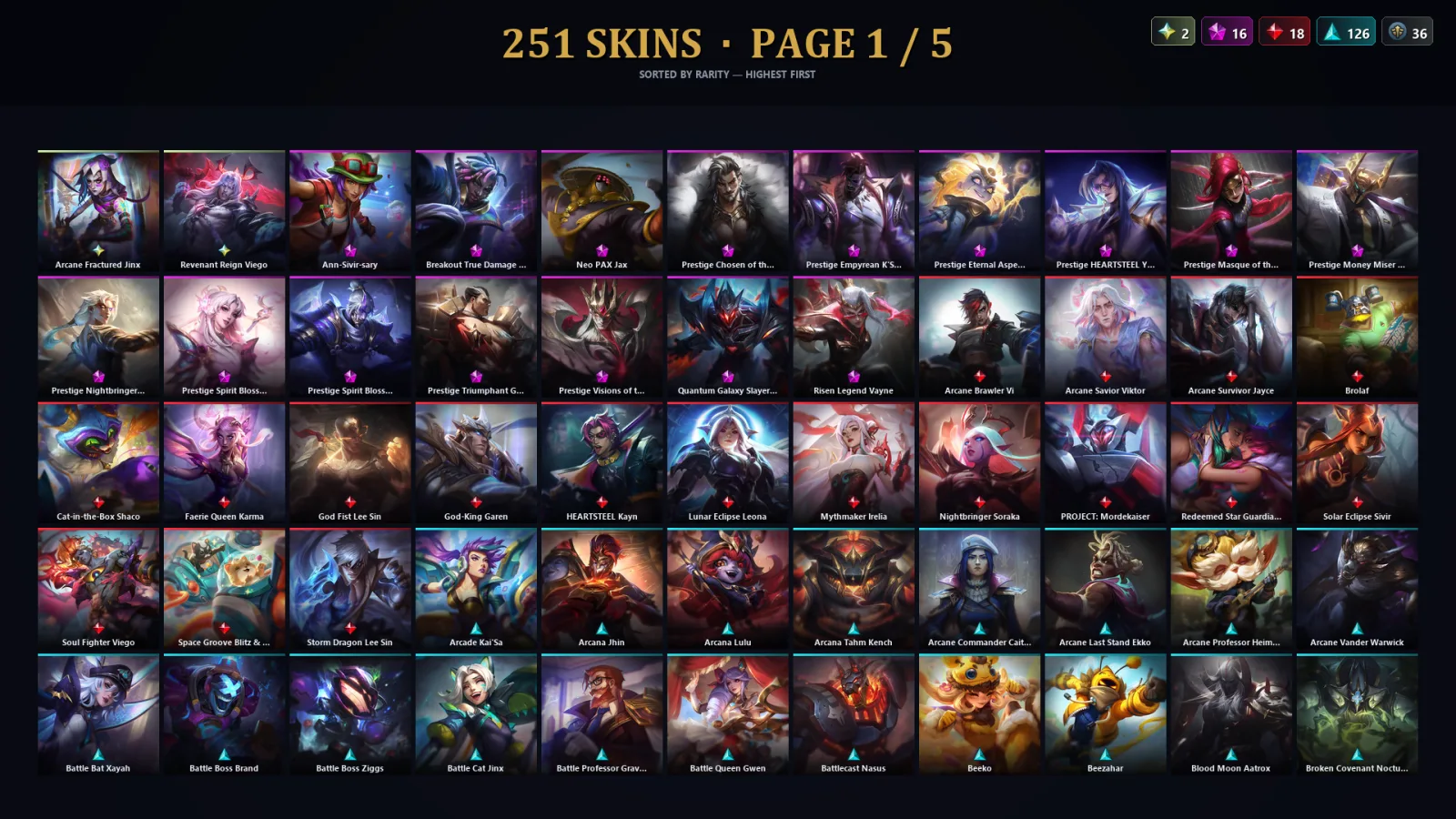 [LoL] | EUW | Level 448 | 173 Champions | 251 Skins | 47,370 BE