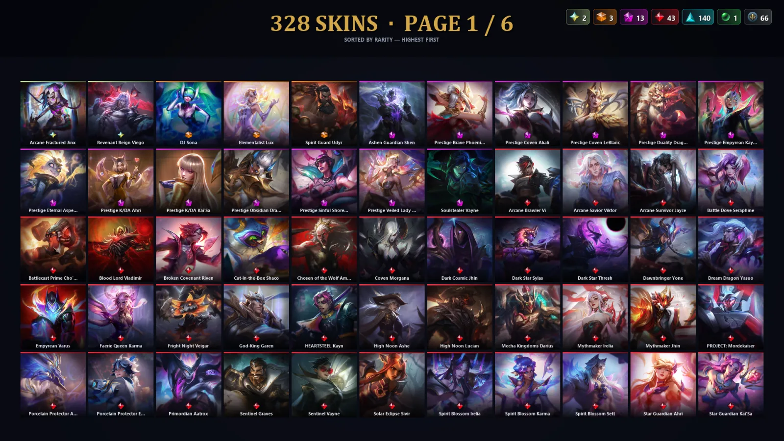 [LoL] | NA | Level 130 | 159 Champions | 328 Skins