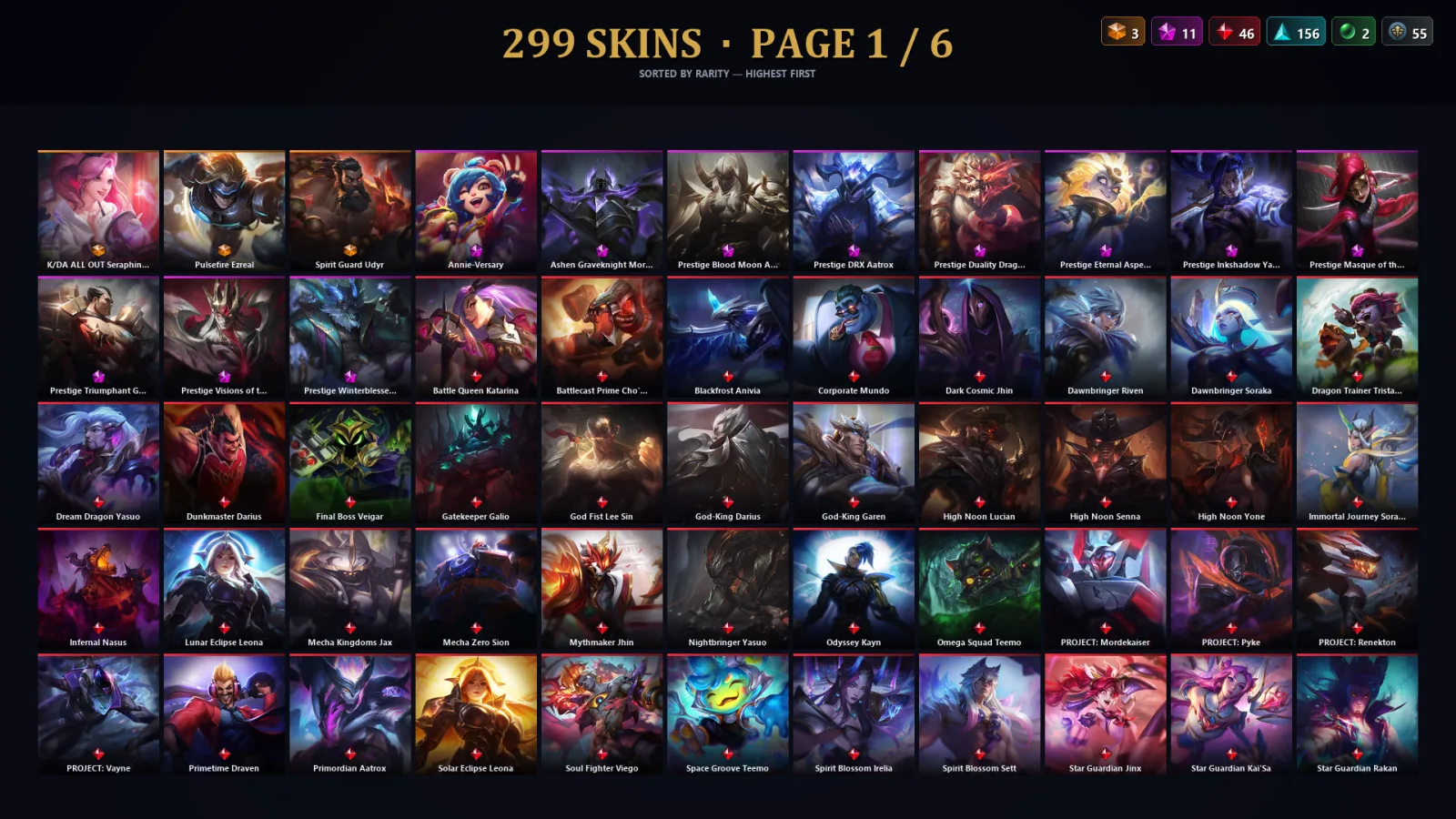 [LoL] | TR | Level 454 | 173 Champions | 299 Skins
