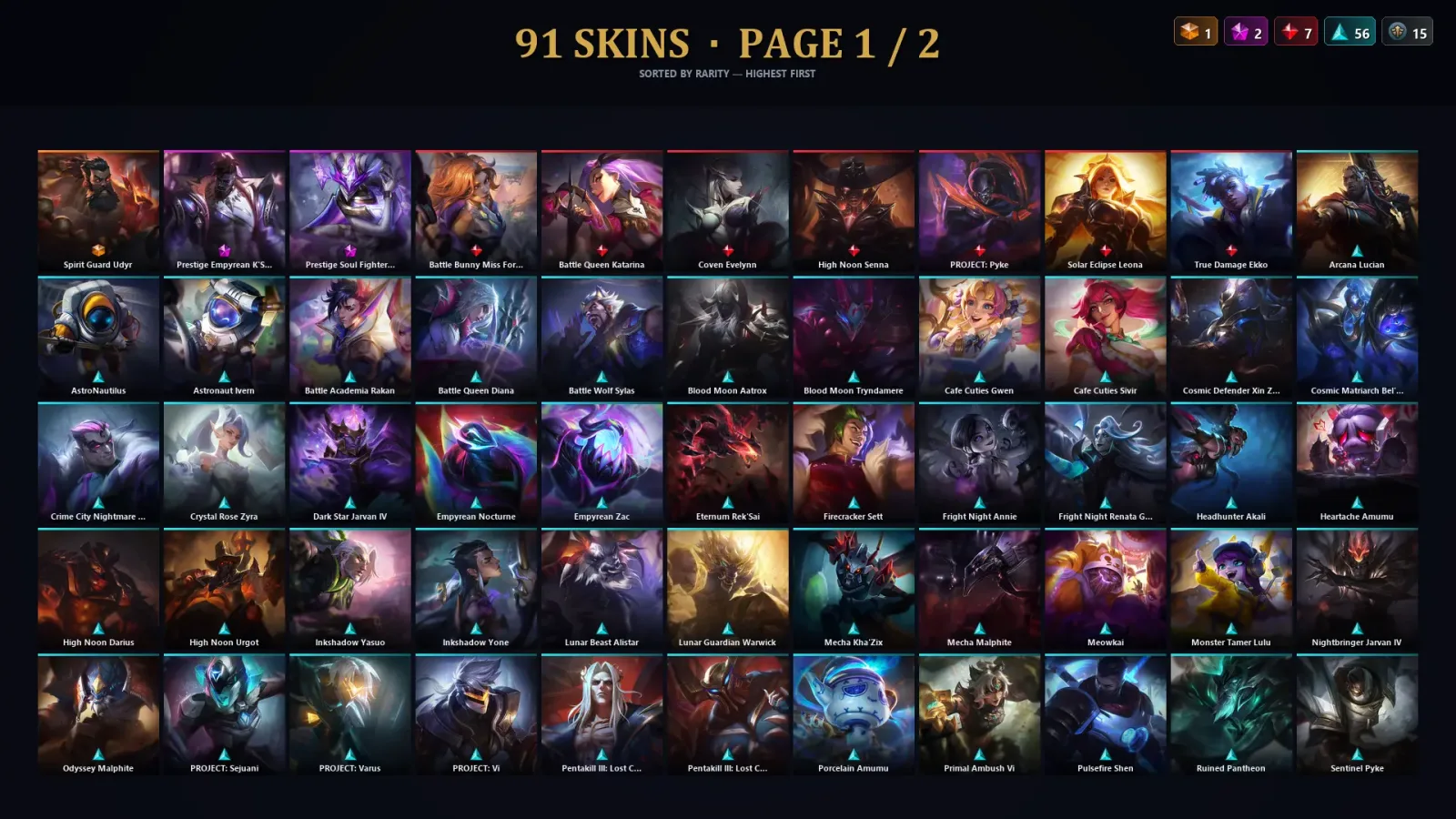 [LoL] | TR | Level 223 | Emerald II | 172 Champions | 91 Skins | 26,225 BE — LoL account