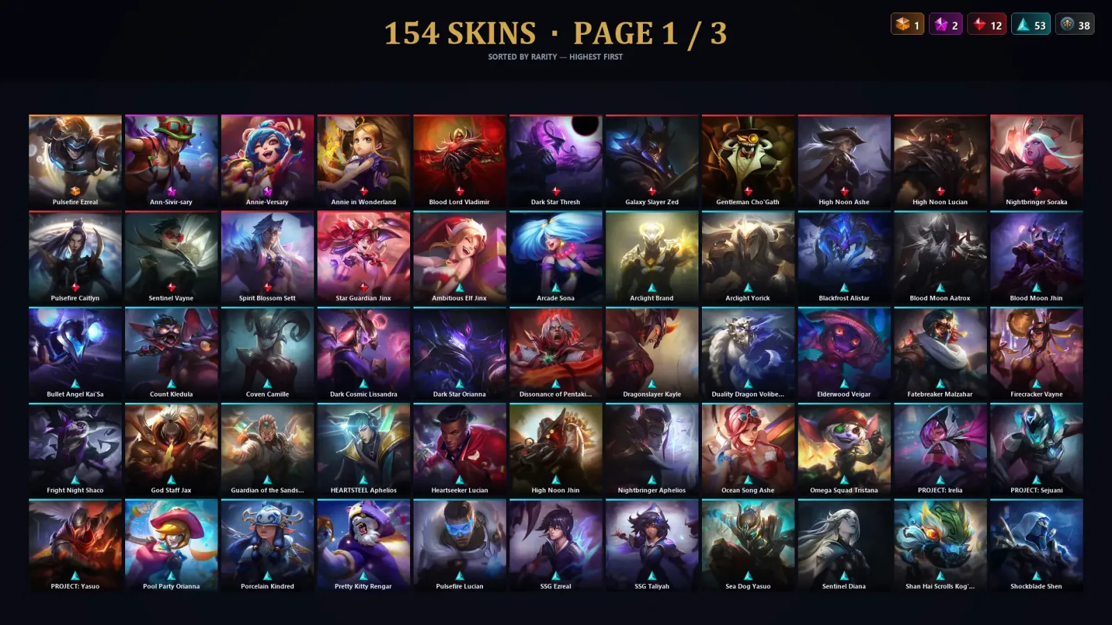 [LoL] | TR | Level 416 | Emerald I | 172 Champions | 154 Skins | 47,682 BE — LoL account