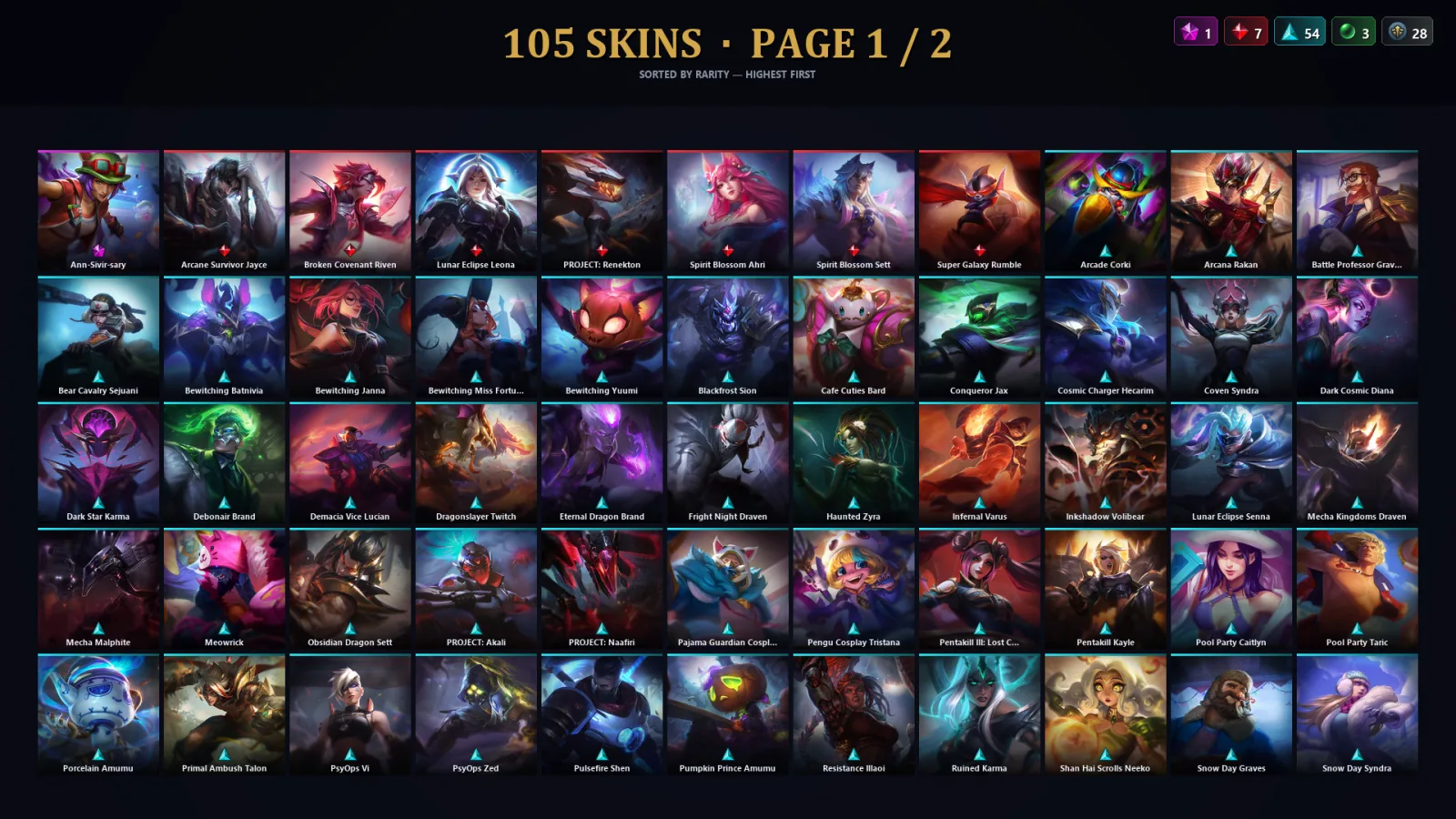 [LoL] | TR | Level 141 | Gold III | 172 Champions | 105 Skins | 59,482 BE