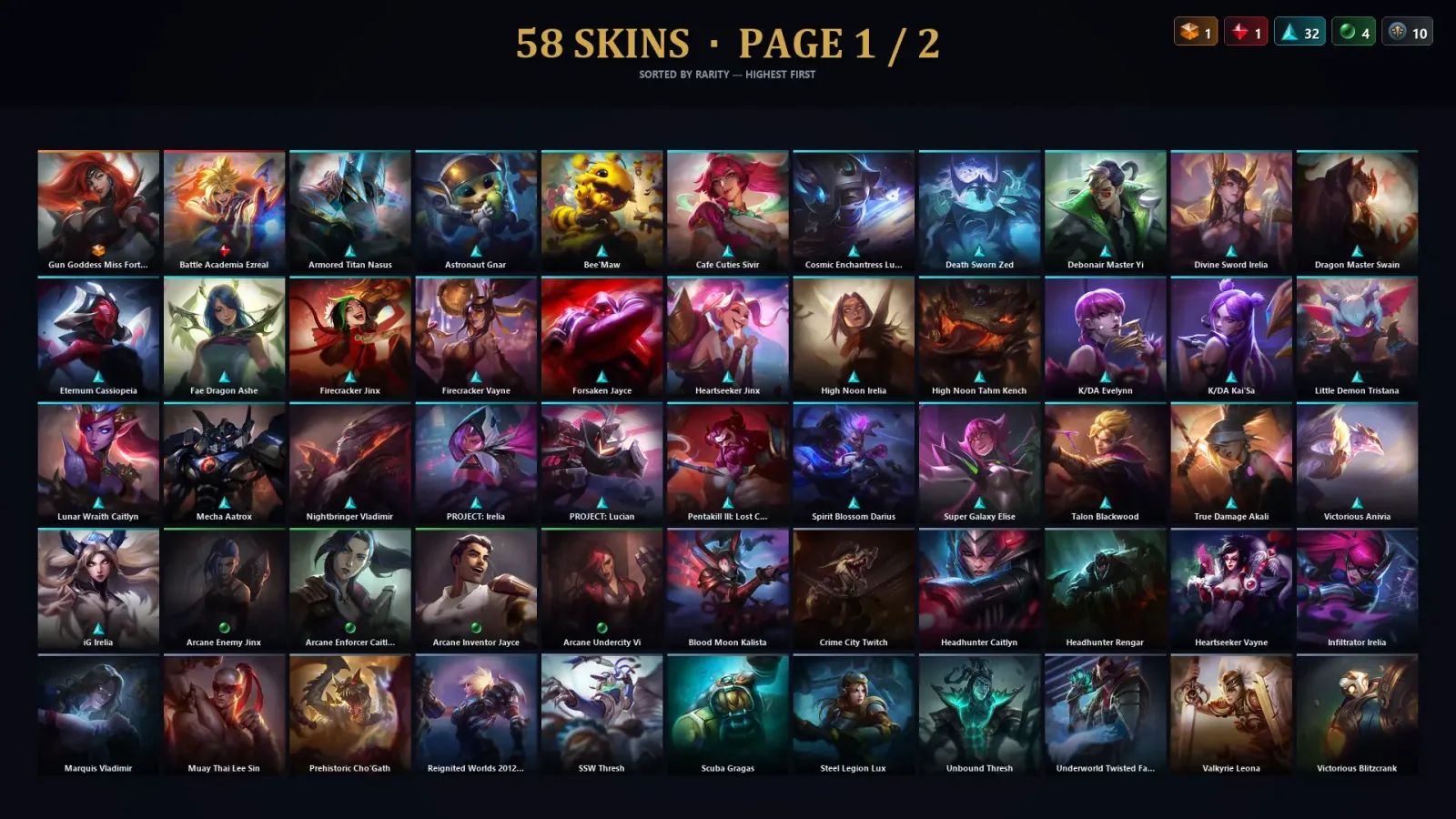 [LoL] | TR | Level 122 | Diamond IV | 117 Champions | 58 Skins