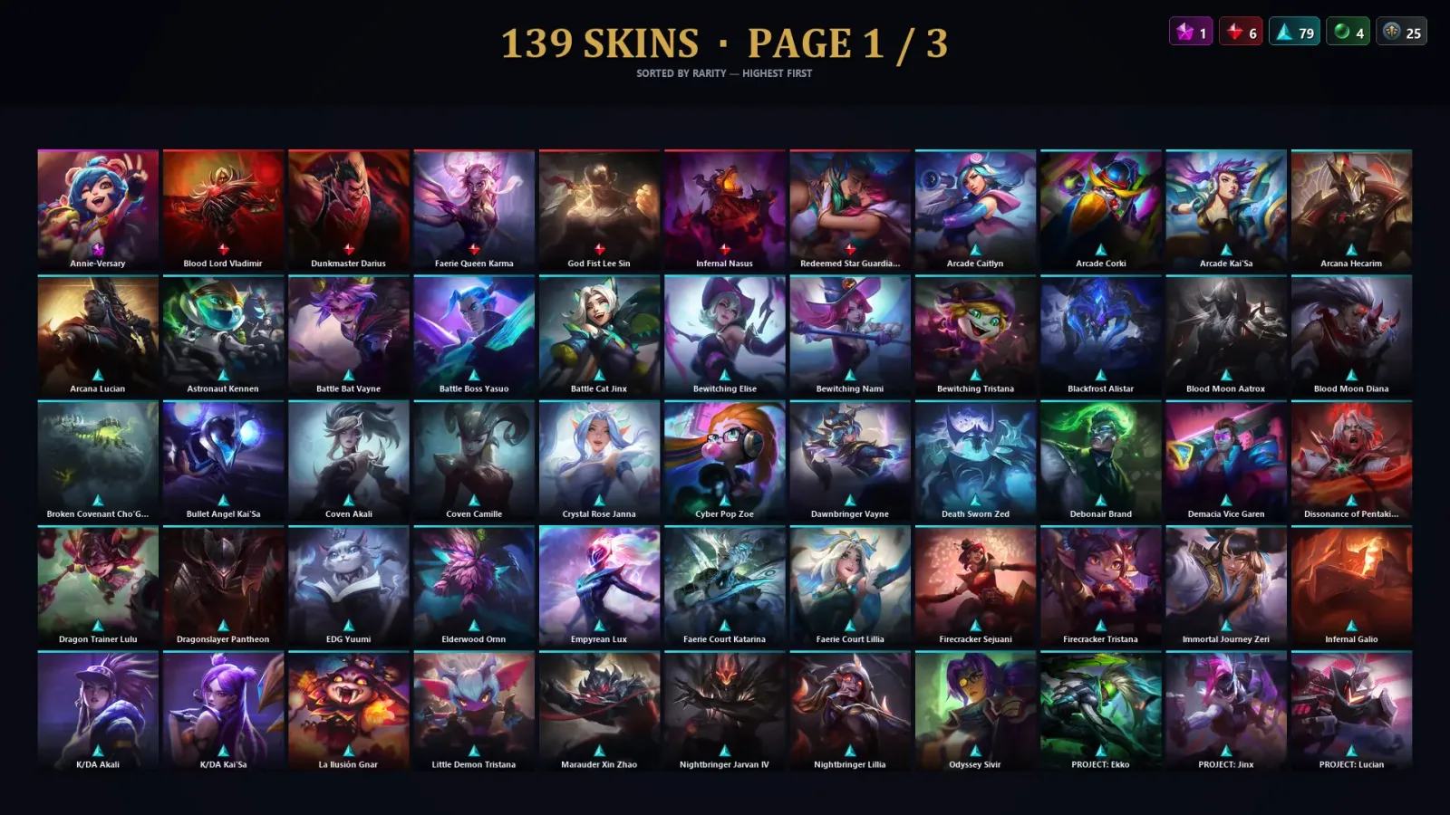 [LoL] | TR | Level 321 | Diamond IV | 172 Champions | 139 Skins | 129,498 BE — LoL account
