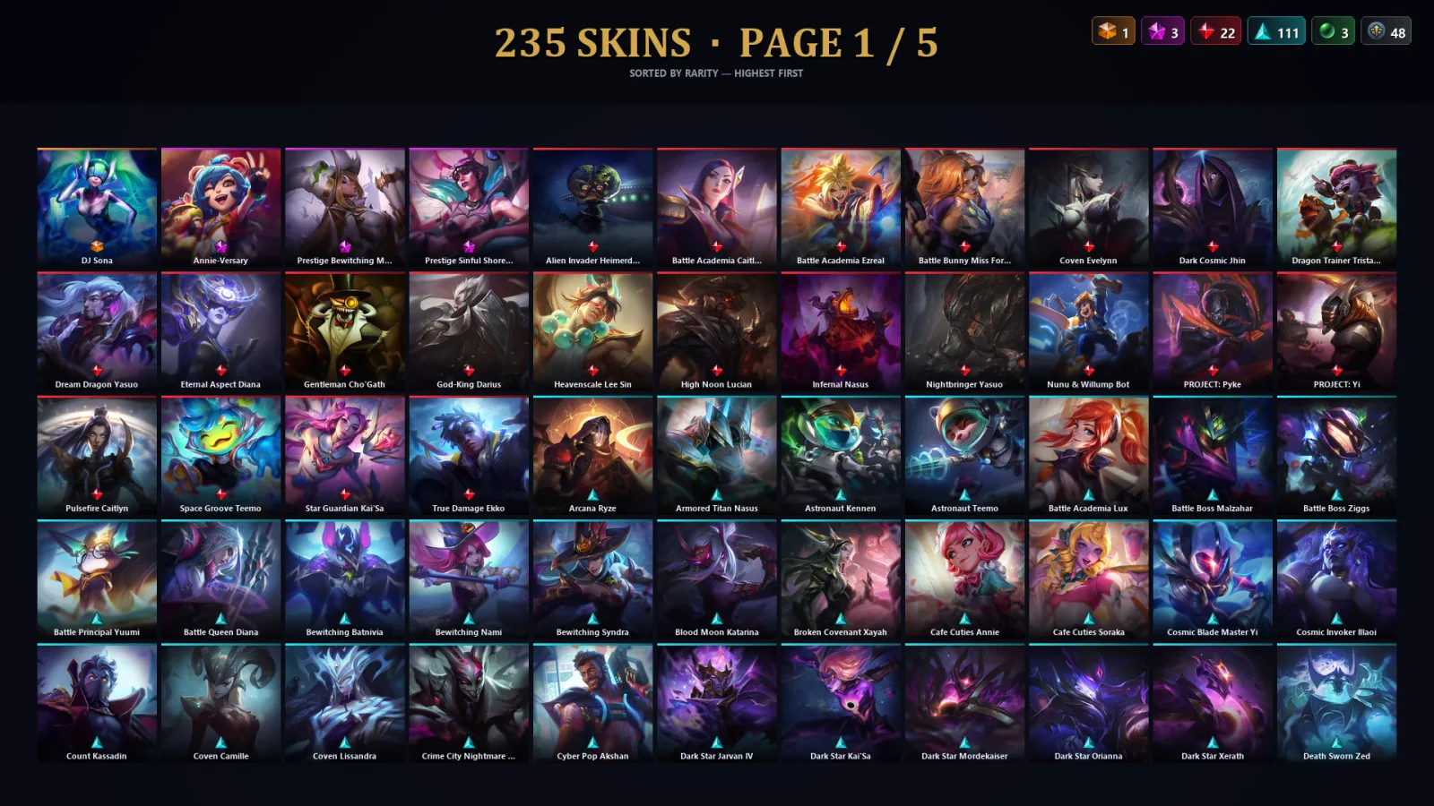 [LoL] | EUW | Level 379 | Platinum II | 173 Champions | 235 Skins | 58,185 BE