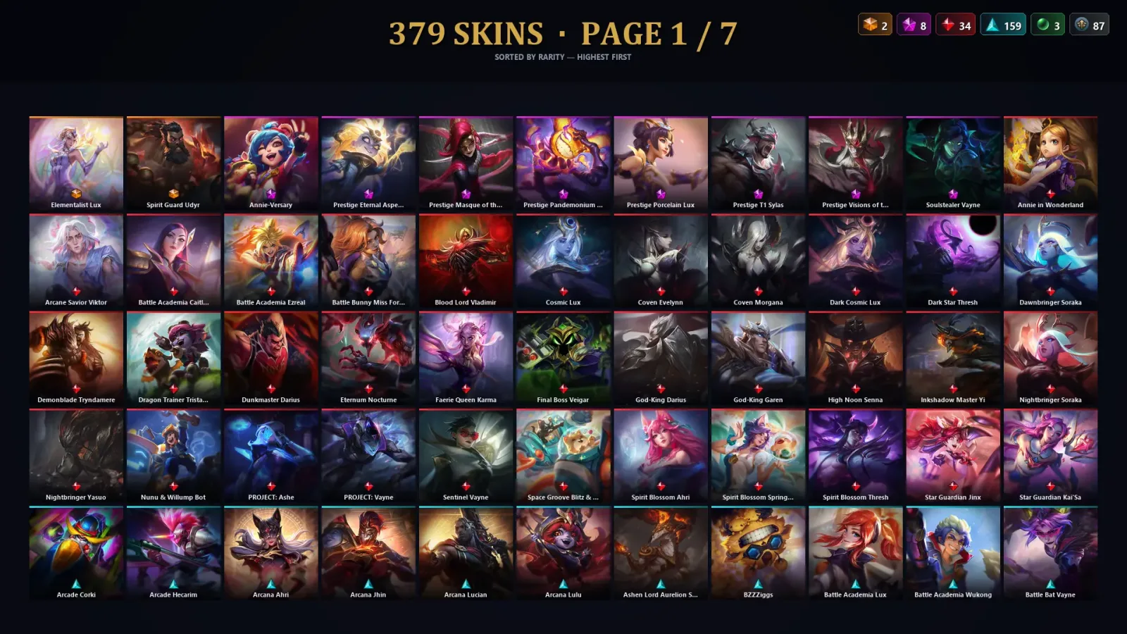 [LoL] | TR | Level 418 | Gold I | 173 Champions | 379 Skins | 59,756 BE