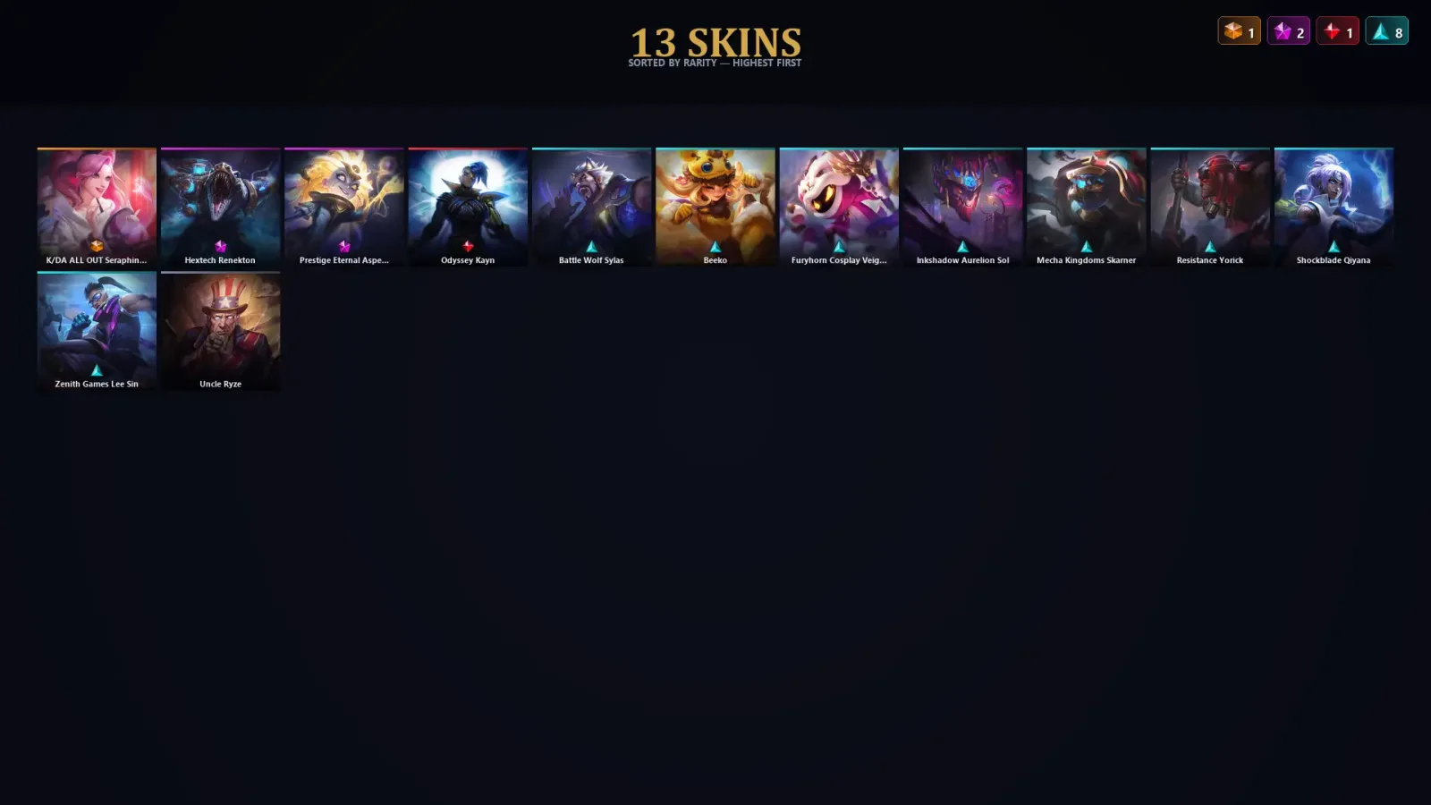 [LoL] | TR | Level 43 | 48 Champions | 13 Skins | 30,545 BE — LoL account