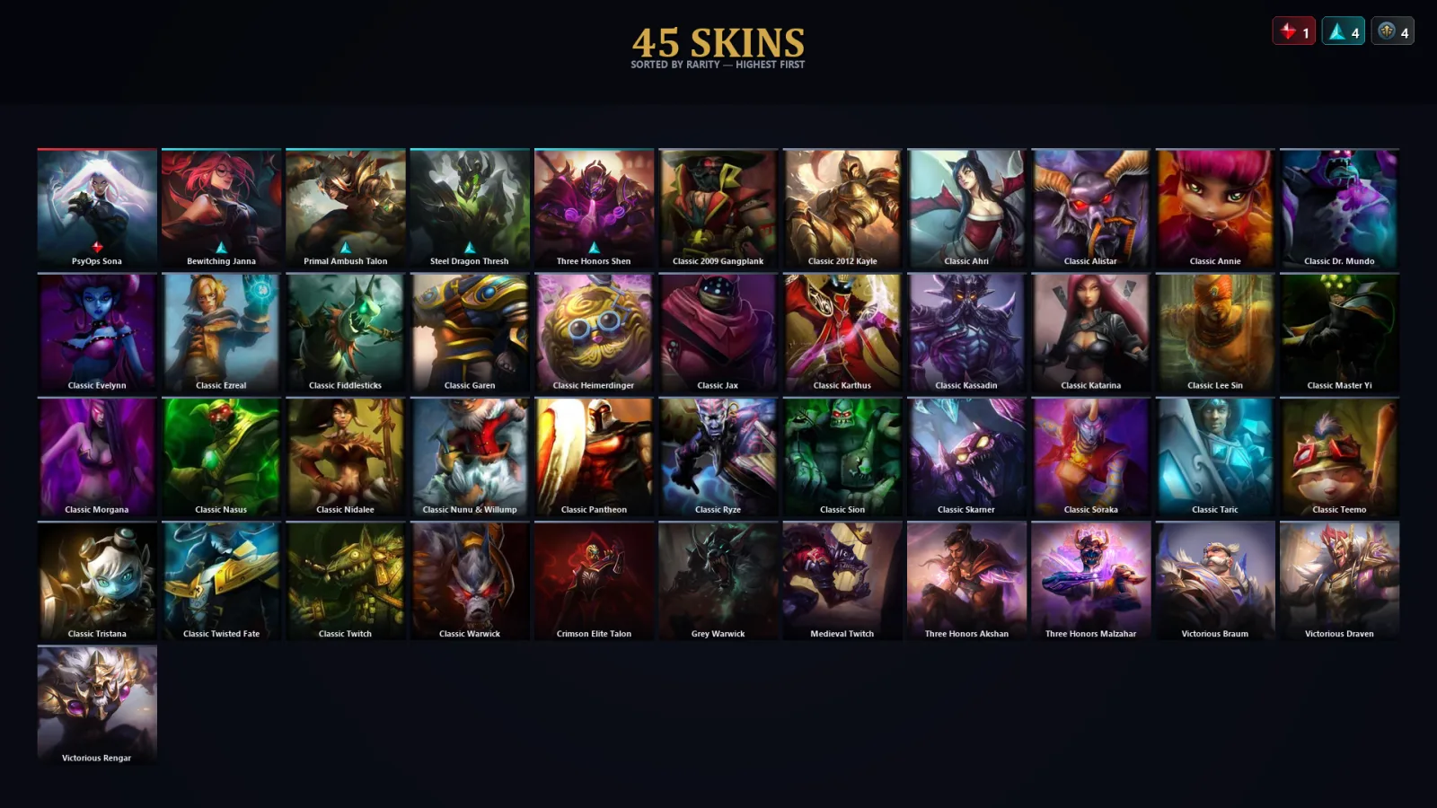 [LoL] | TR | Level 60 | Diamond IV | 82 Champions | 13 Skins | 67,033 BE