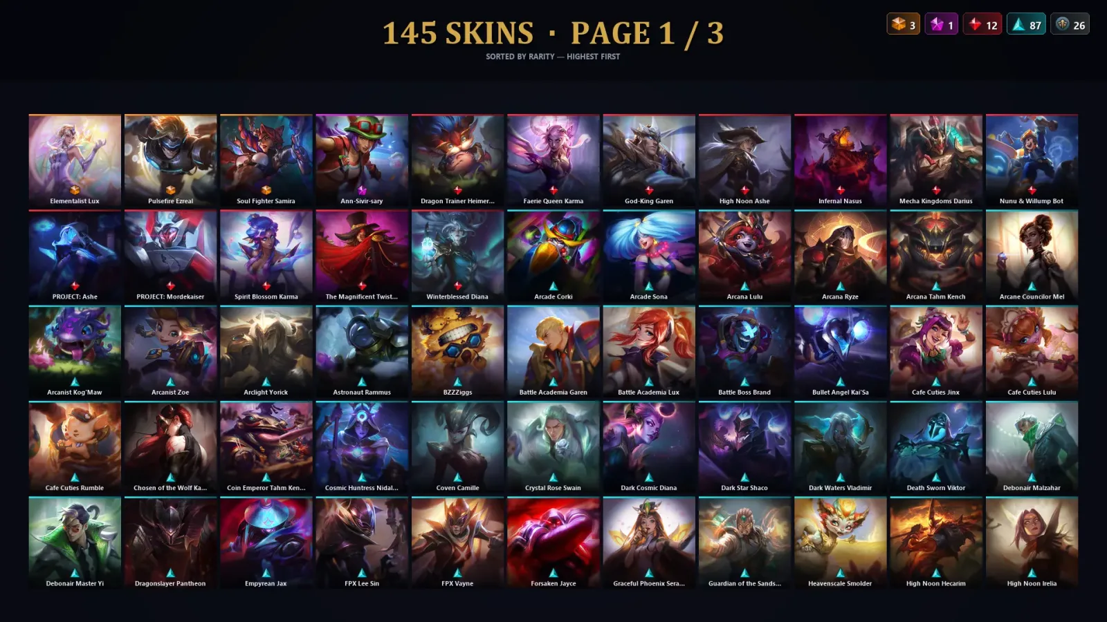 [LoL] | TR | Level 500 | Silver I | 172 Champions | 145 Skins | 34,533 BE — LoL account