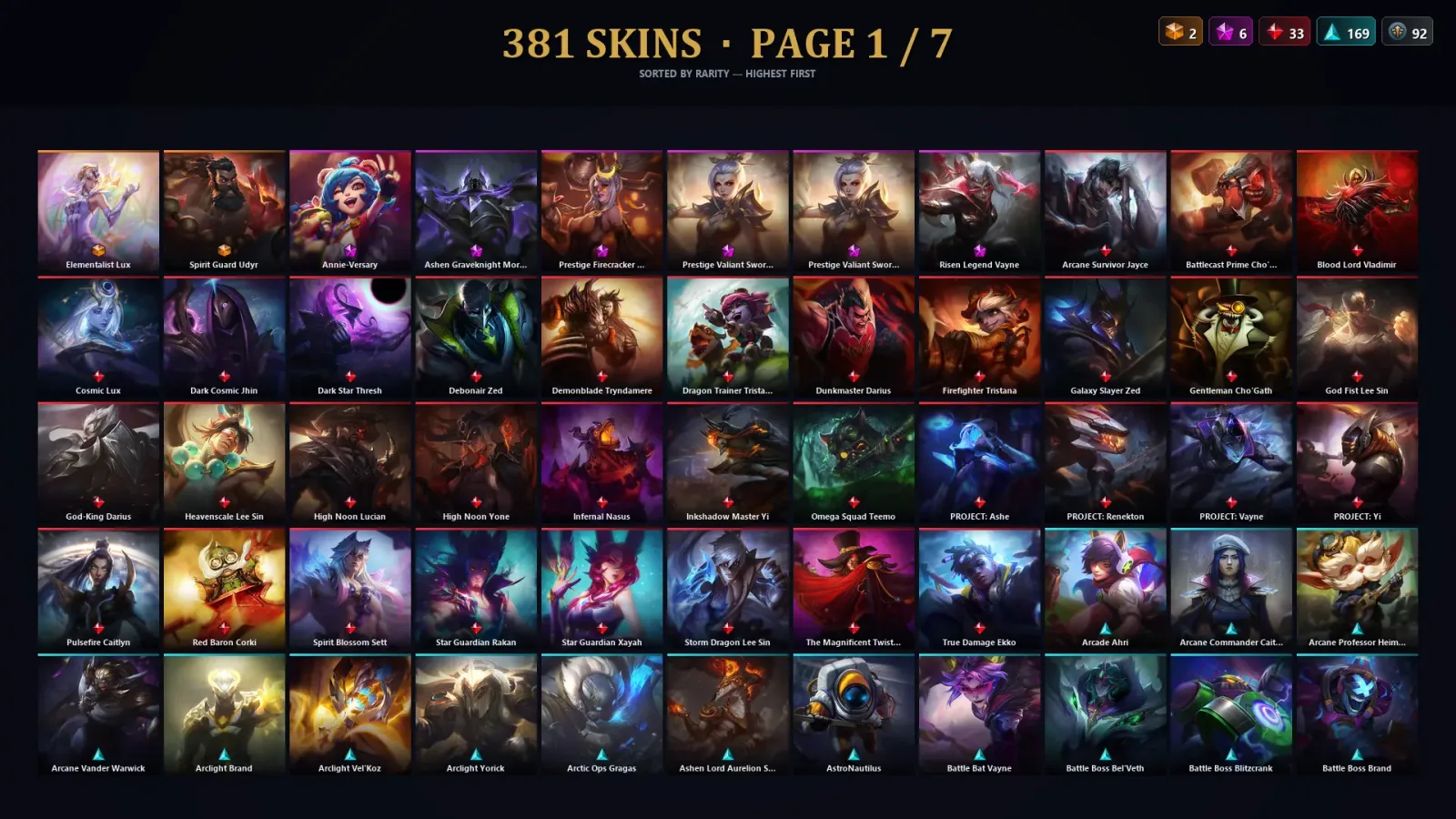 [LoL] | TR | Level 500 | Emerald III | 172 Champions | 381 Skins | 74,293 BE — LoL account