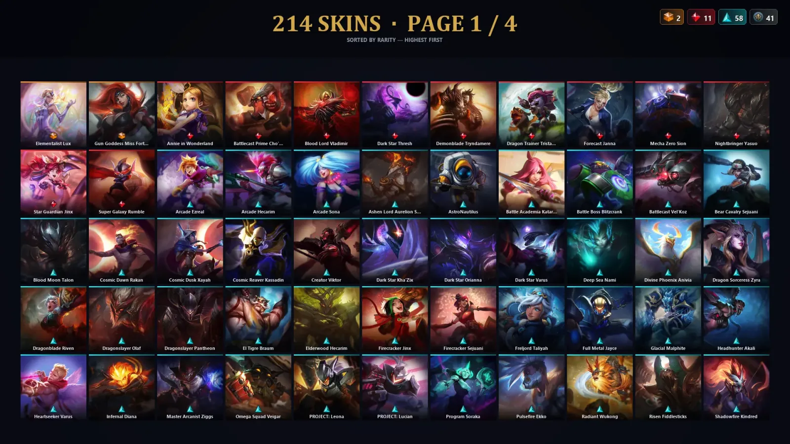 [LoL] | EUW | Level 65 | Bronze I | 164 Champions | 214 Skins — LoL account