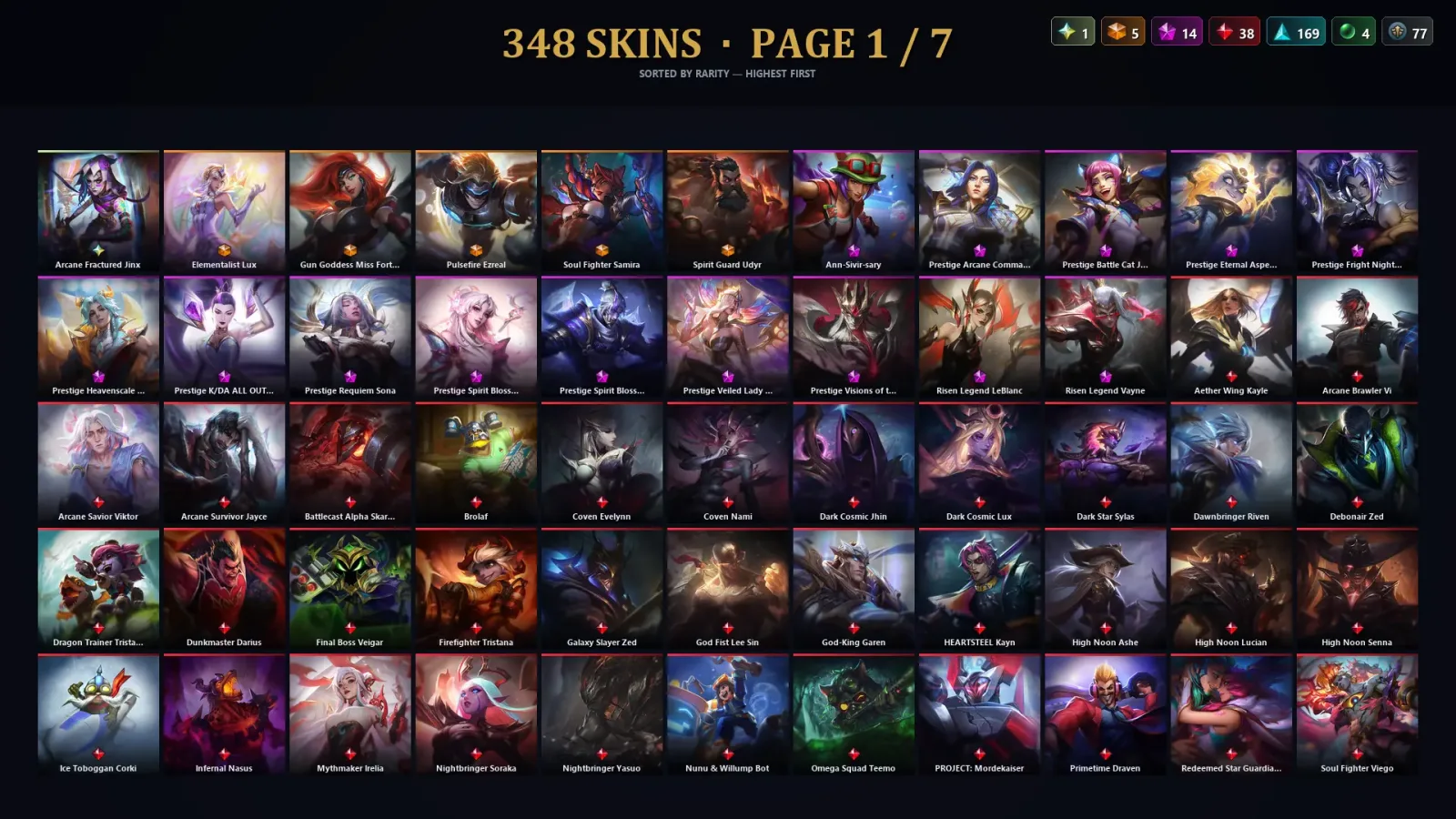 [LoL] | EUW | Level 500 | Gold II | 172 Champions | 348 Skins | 109,527 BE — LoL account