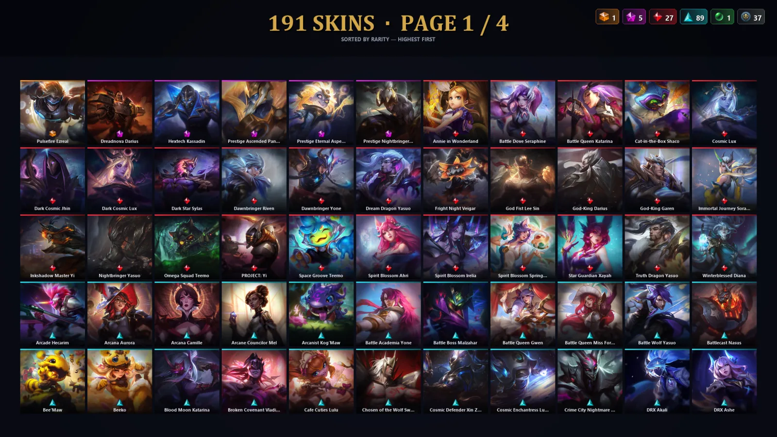 [LoL] | TR | Level 167 | Silver III | 170 Champions | 191 Skins