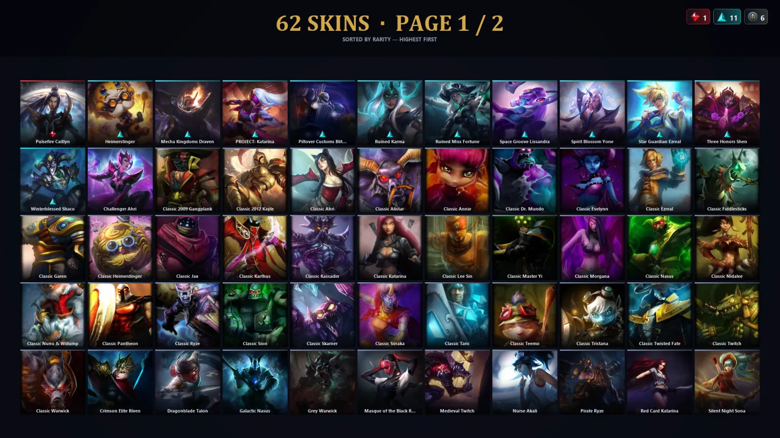 [LoL] | EUW | Level 127 | 138 Champions | 30 Skins | 10,468 BE