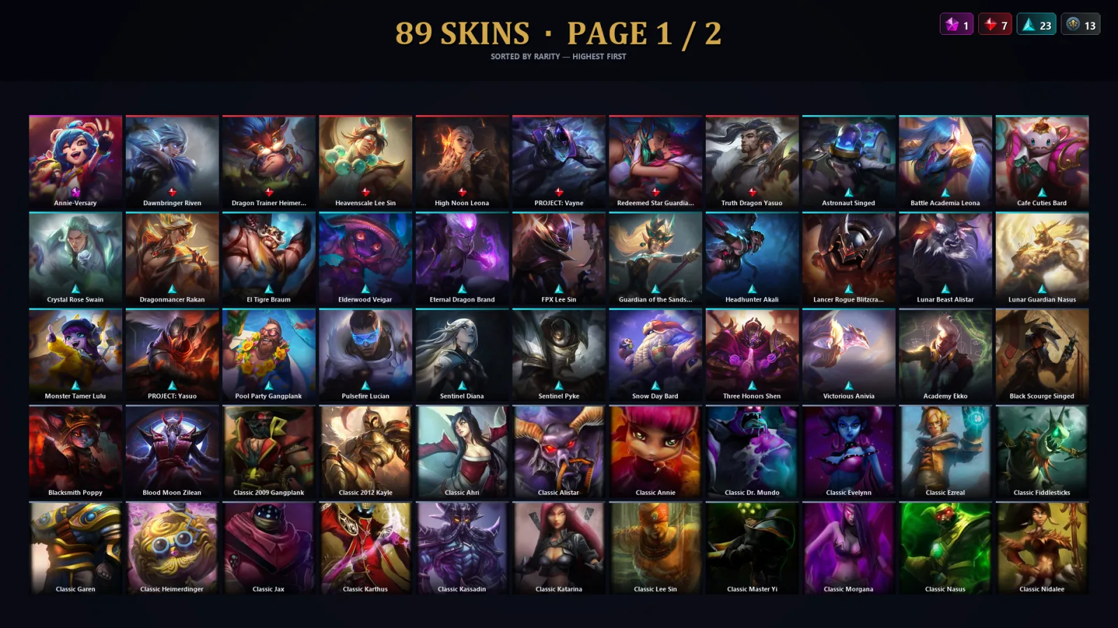 [LoL] | TR | Level 209 | Diamond IV | 137 Champions | 89 Skins | 50,473 BE
