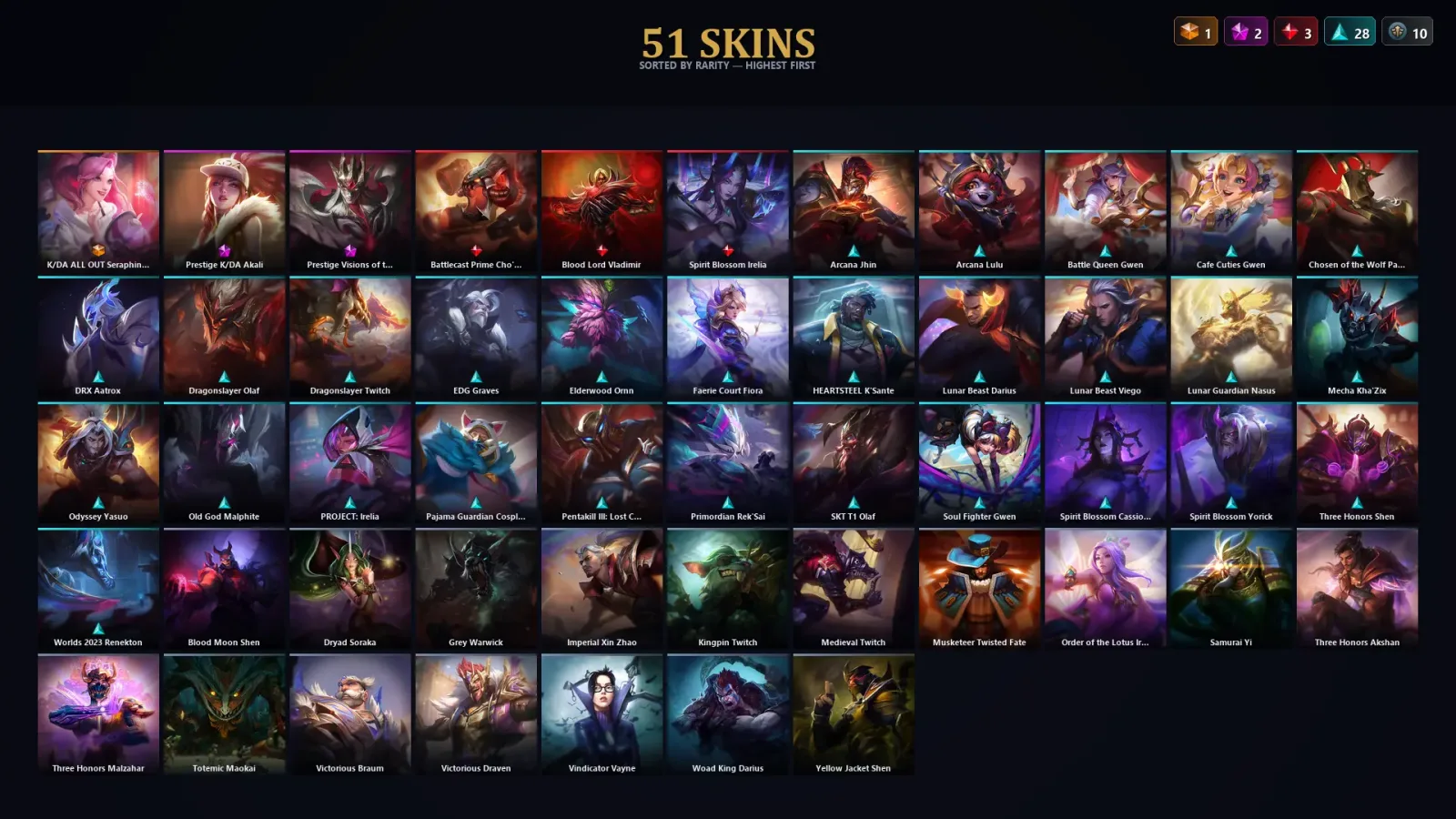 [LoL] | TR | Level 46 | Emerald II | 110 Champions | 51 Skins