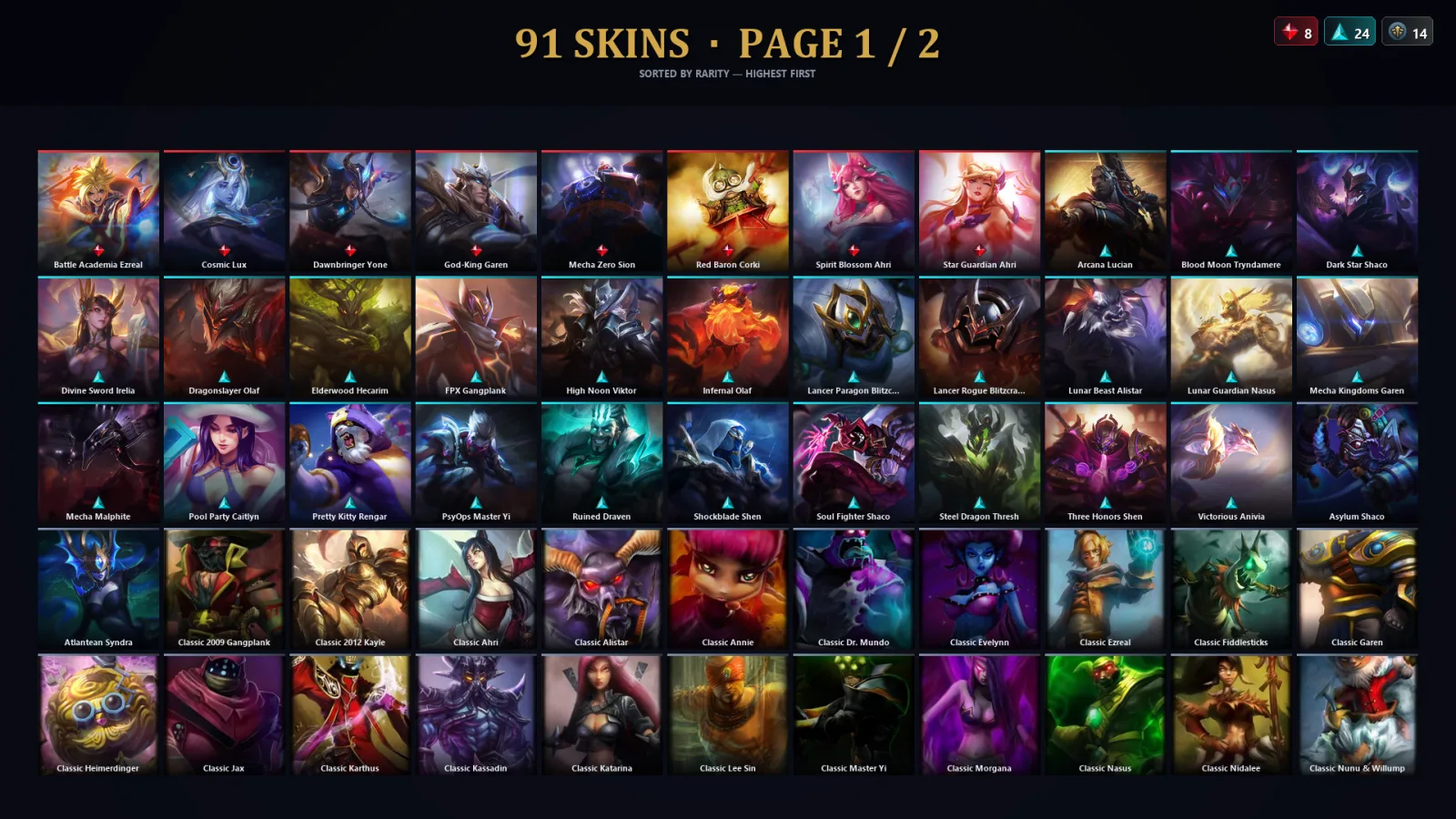 [LoL] | TR | Level 113 | Emerald I | 160 Champions | 91 Skins