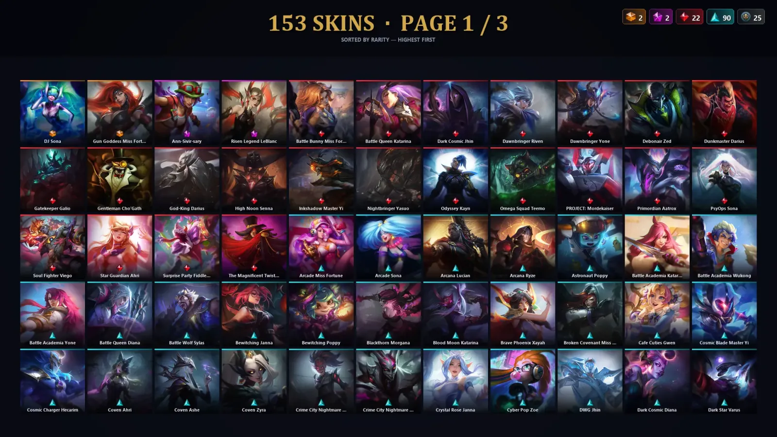 [LoL] | TR | Level 395 | Platinum III | 148 Champions | 153 Skins | 95,550 BE