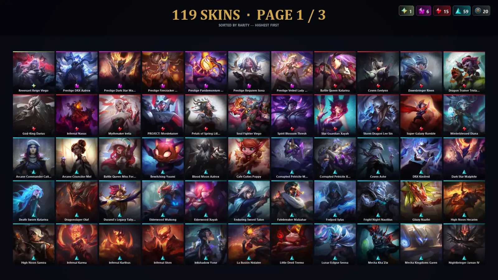 [LoL] | TR | Level 206 | Emerald I | 165 Champions | 119 Skins | 25,104 BE
