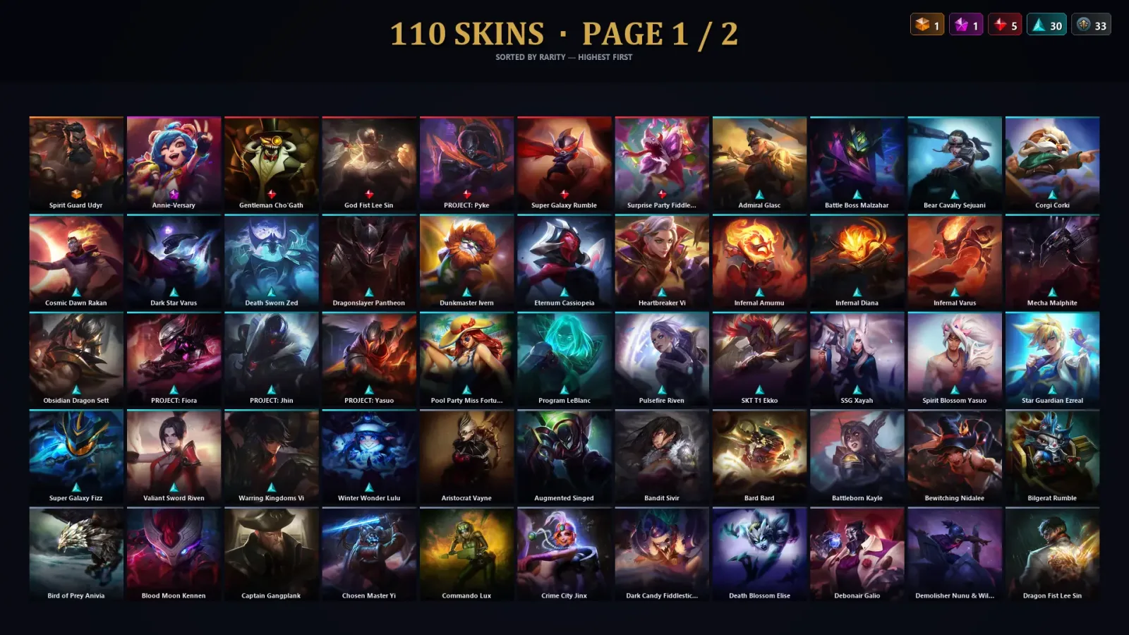 [LoL] | TR | Level 225 | 156 Champions | 110 Skins | 14,268 BE — LoL account