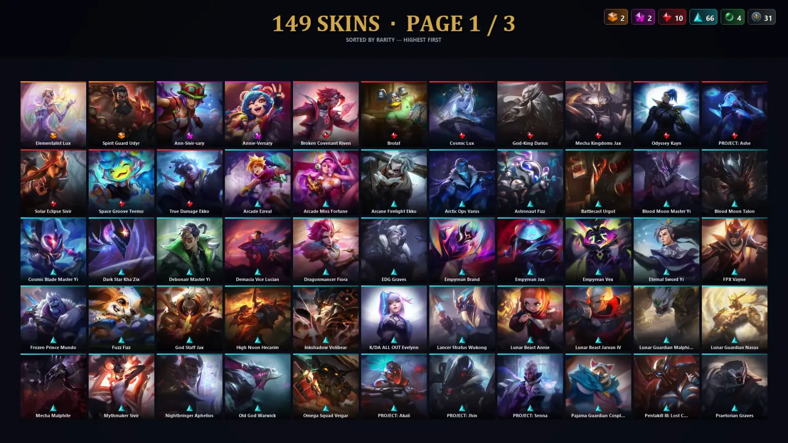 [LoL] | TR | Level 500 | Gold II | 172 Champions | 149 Skins | 238,377 BE — LoL account