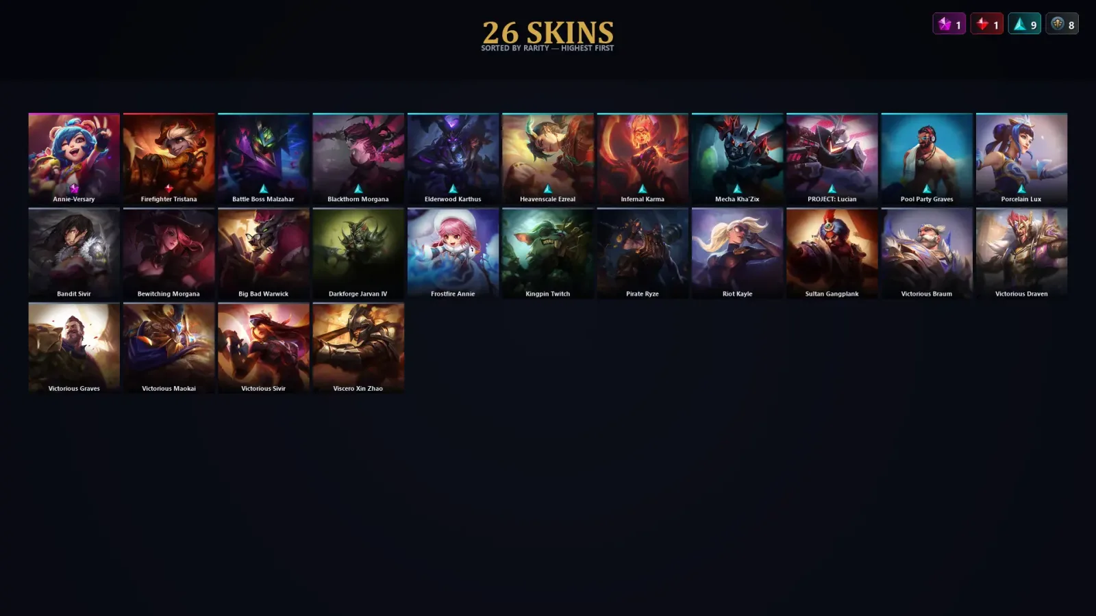 [LoL] | TR | Level 86 | Diamond IV | 75 Champions | 26 Skins | 81,937 BE — LoL account