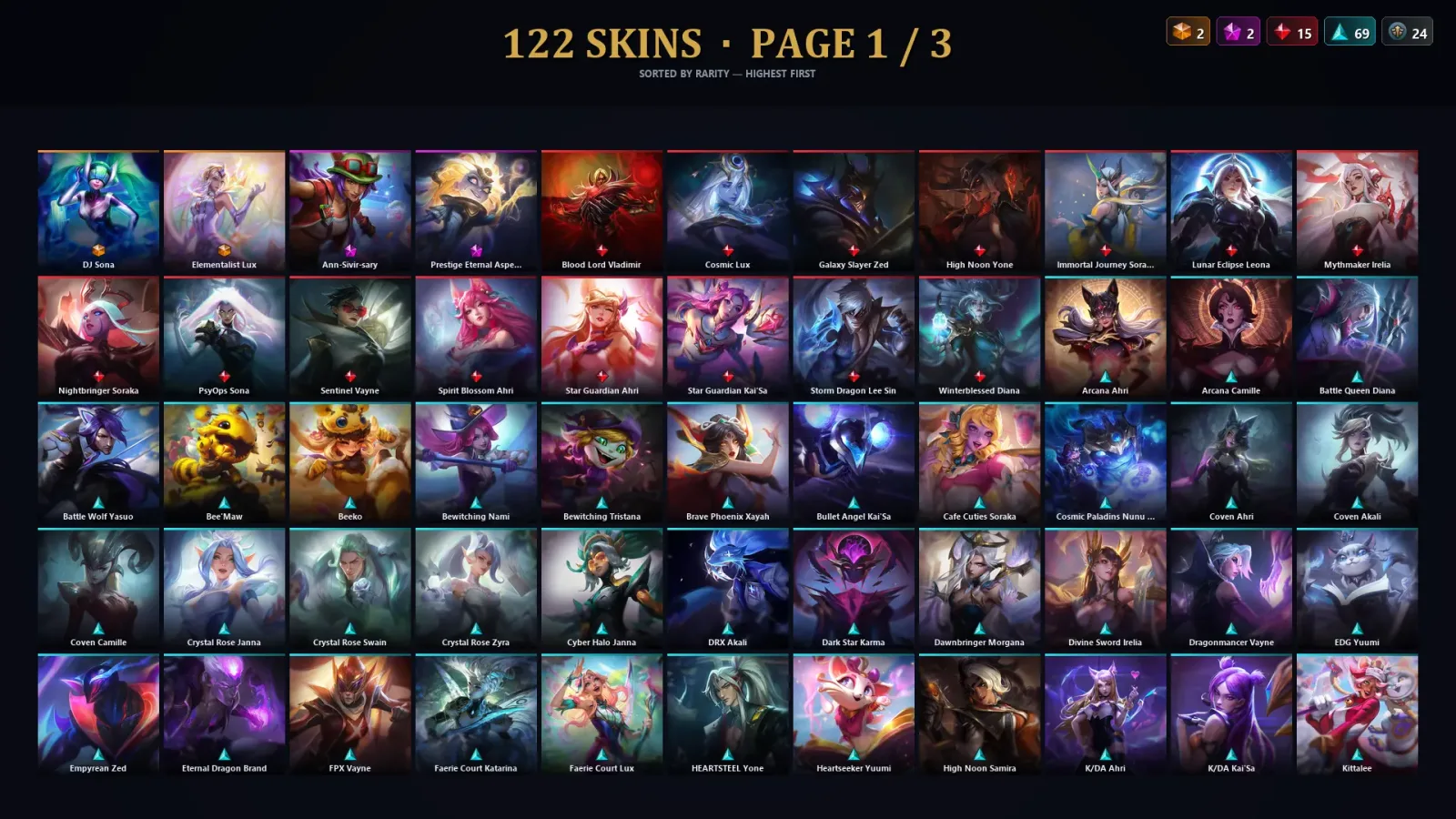 [LoL] | TR | Level 384 | 143 Champions | 122 Skins | 13,807 BE — LoL account